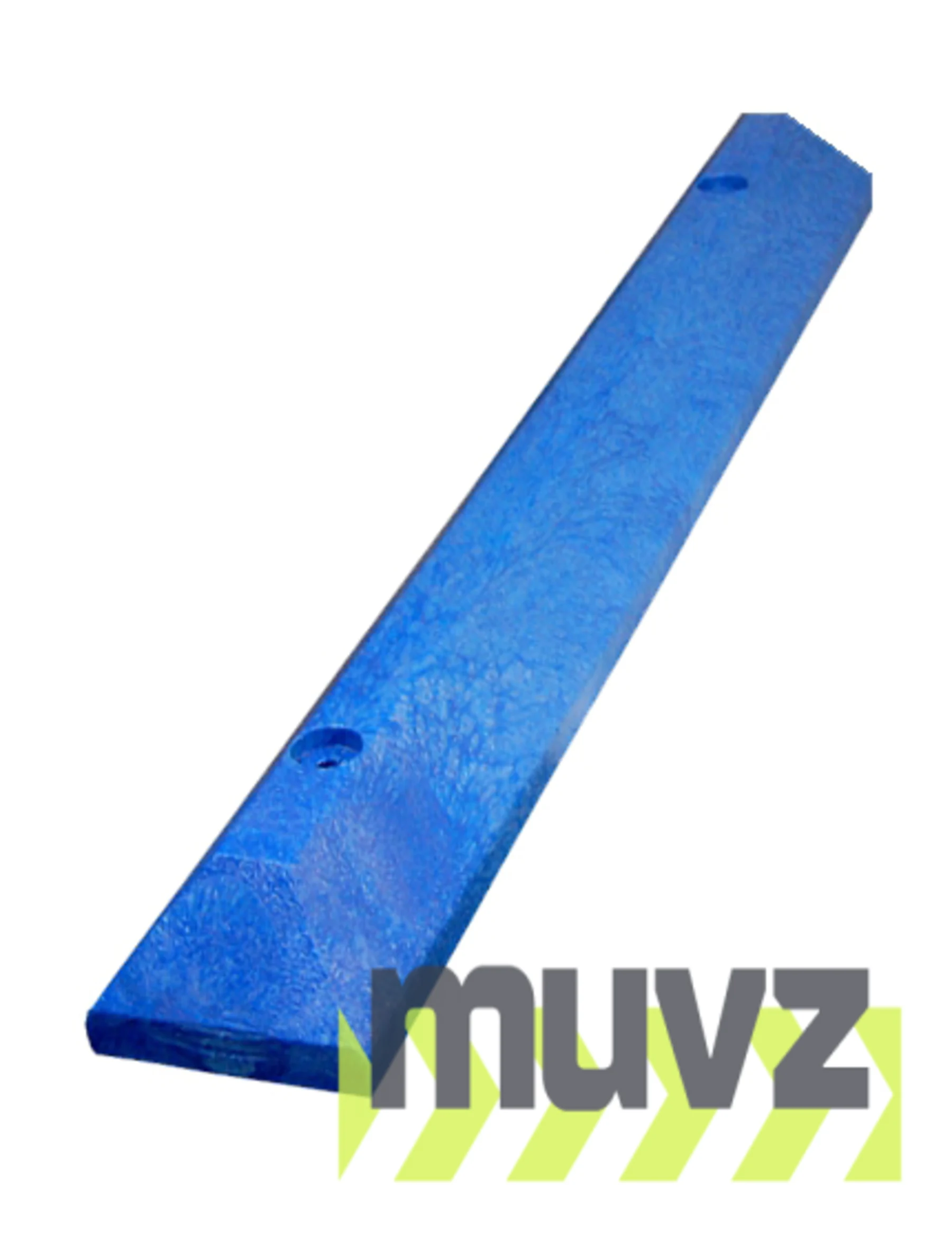 4\u0027 Blue, Heavy-Duty Solid Recycled Plastic Parking Block w/18\" Heavy Duty Spikes