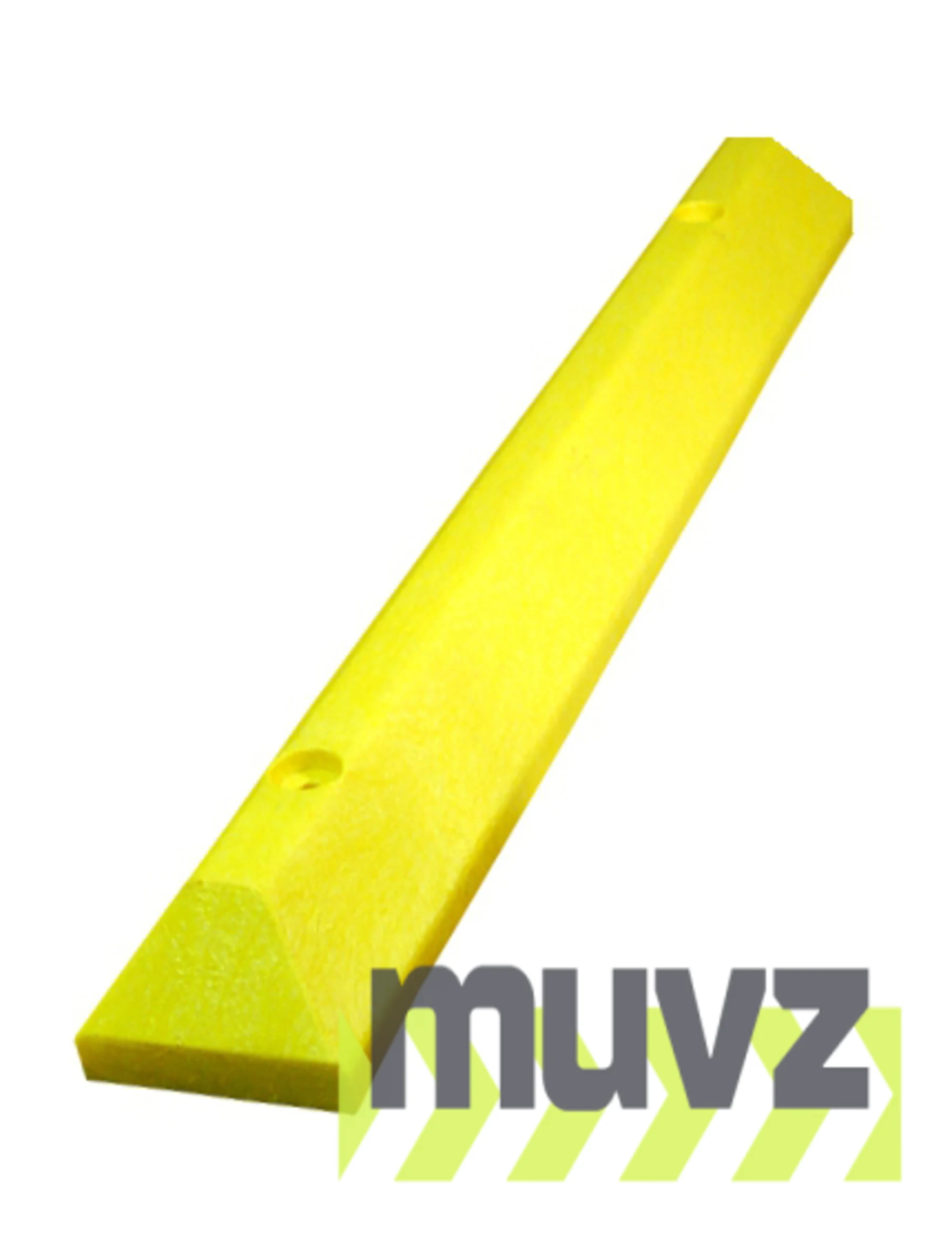 4\u0027 Yellow, Heavy-Duty Solid Recycled Plastic Parking Block w/18\" Heavy Duty Spikes
