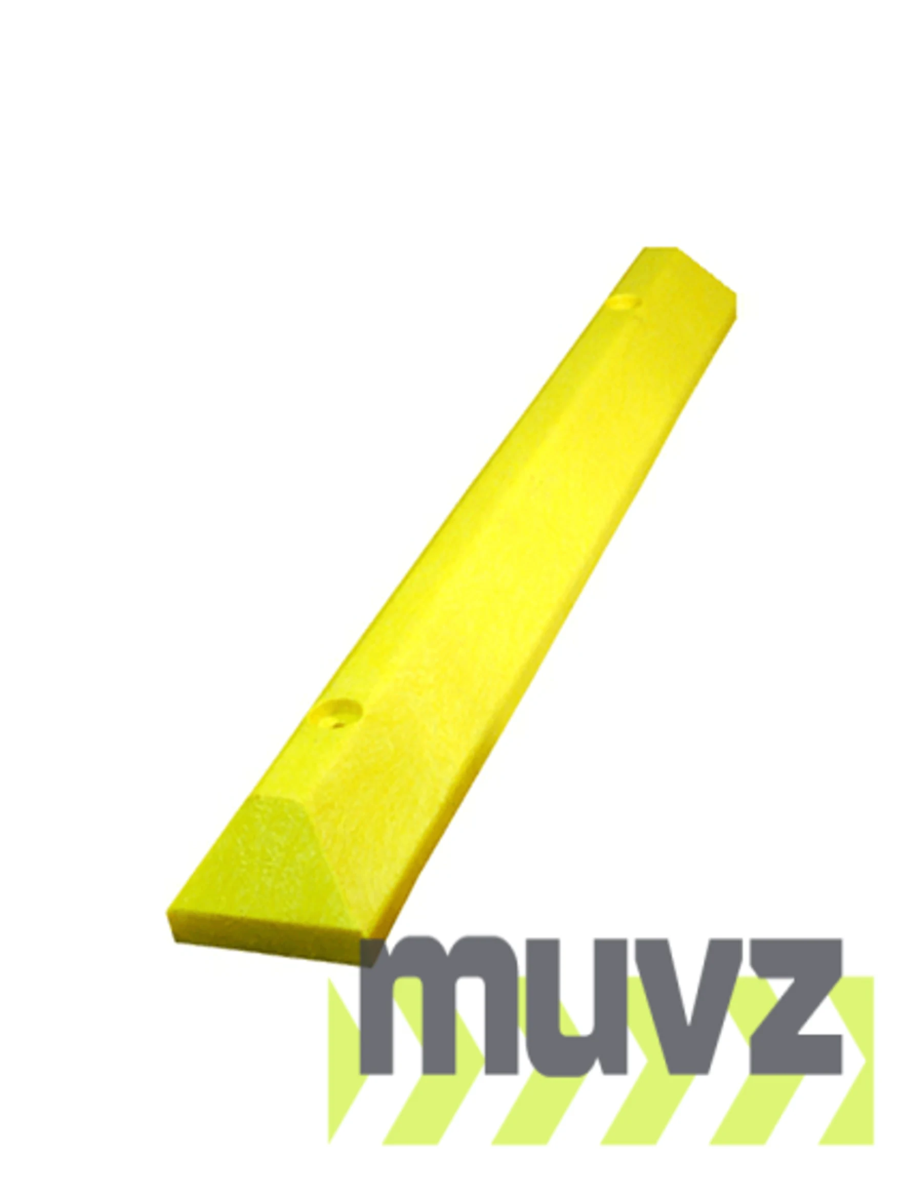 4\u0027 Yellow, Heavy-Duty Solid Recycled Plastic Parking Block w/14\" Galvanized Rebar Steel Spikes