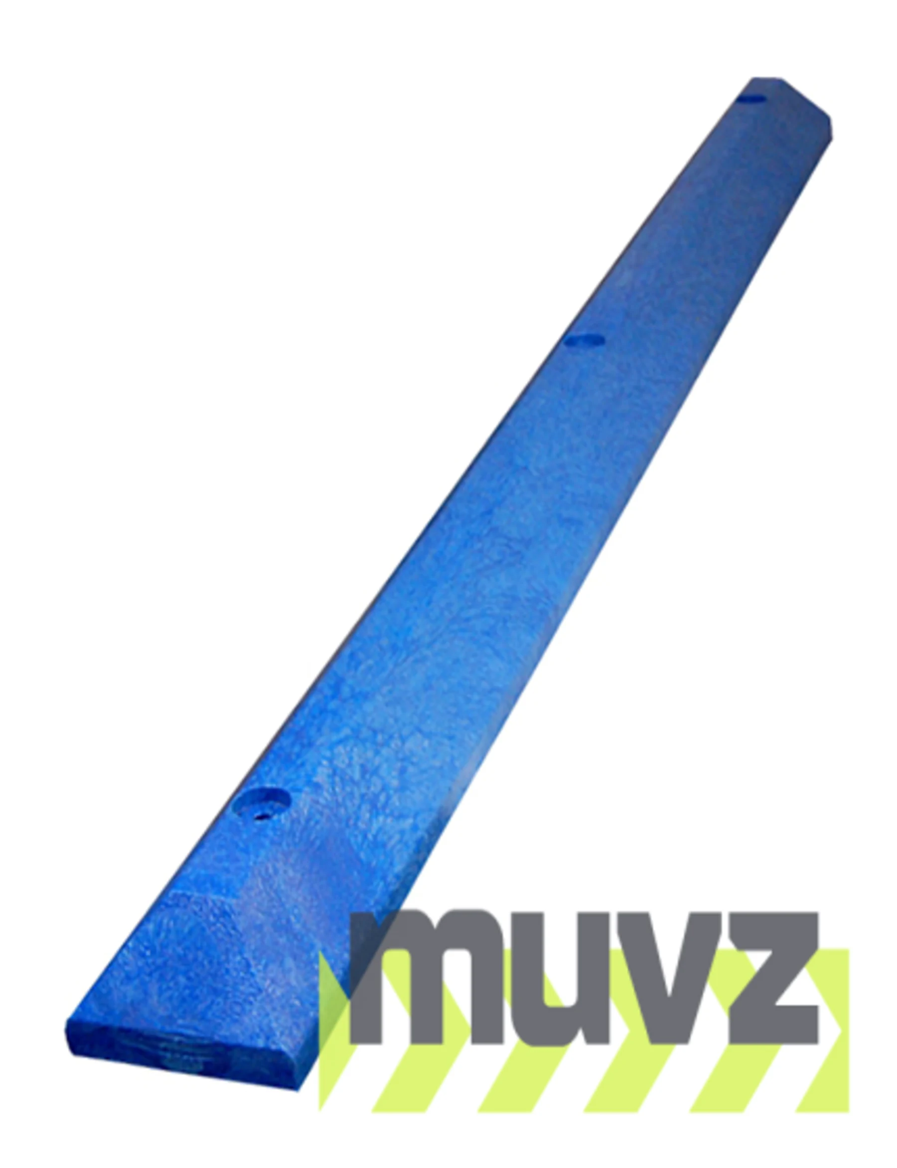 6\u0027 Blue, Heavy-Duty Solid Recycled Plastic Parking Block w/14\" Galvanized Rebar Steel Spikes