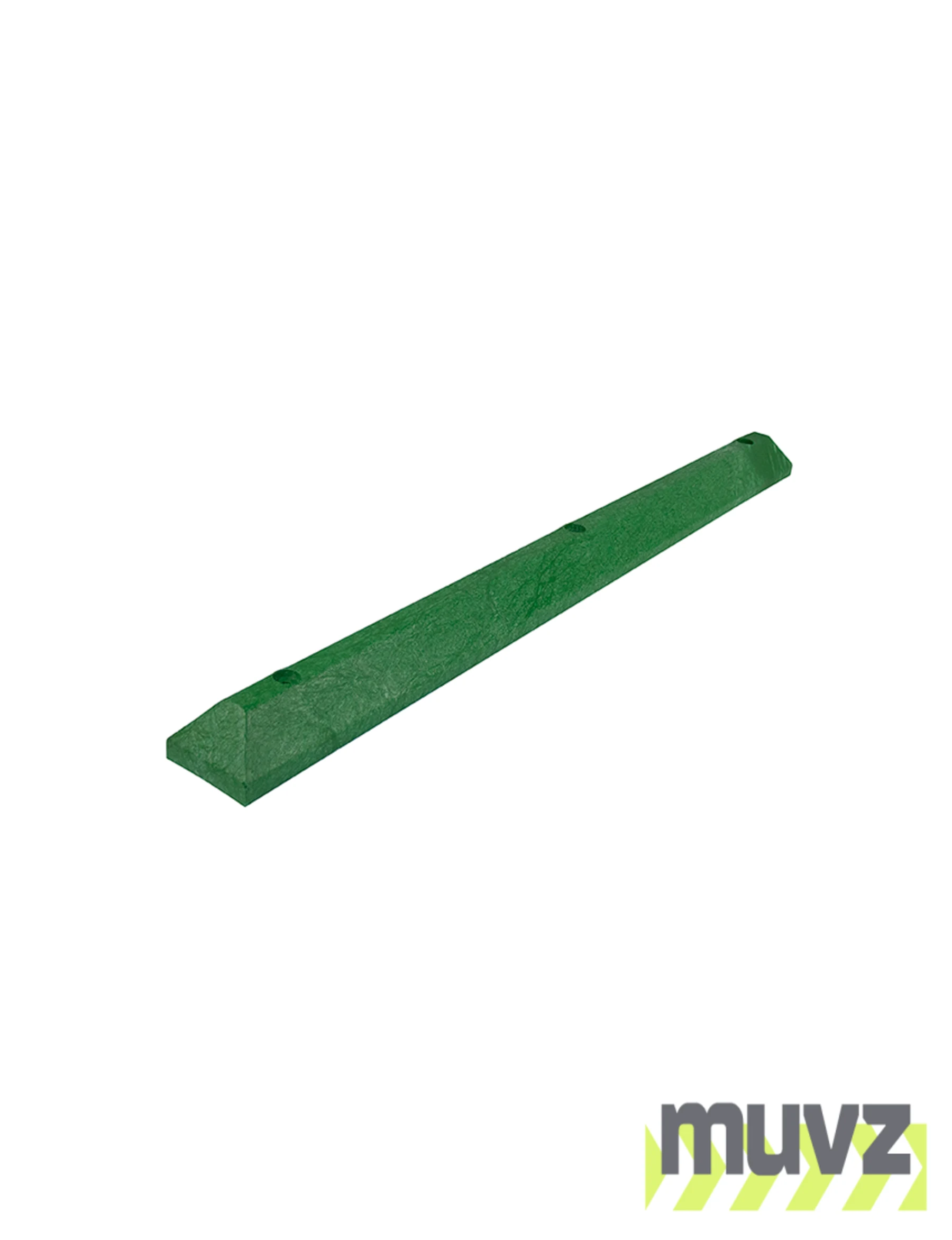 6\u0027 EV Green, Heavy-Duty Solid Recycled Plastic Parking Block w/ 5\" Concrete Fasteners