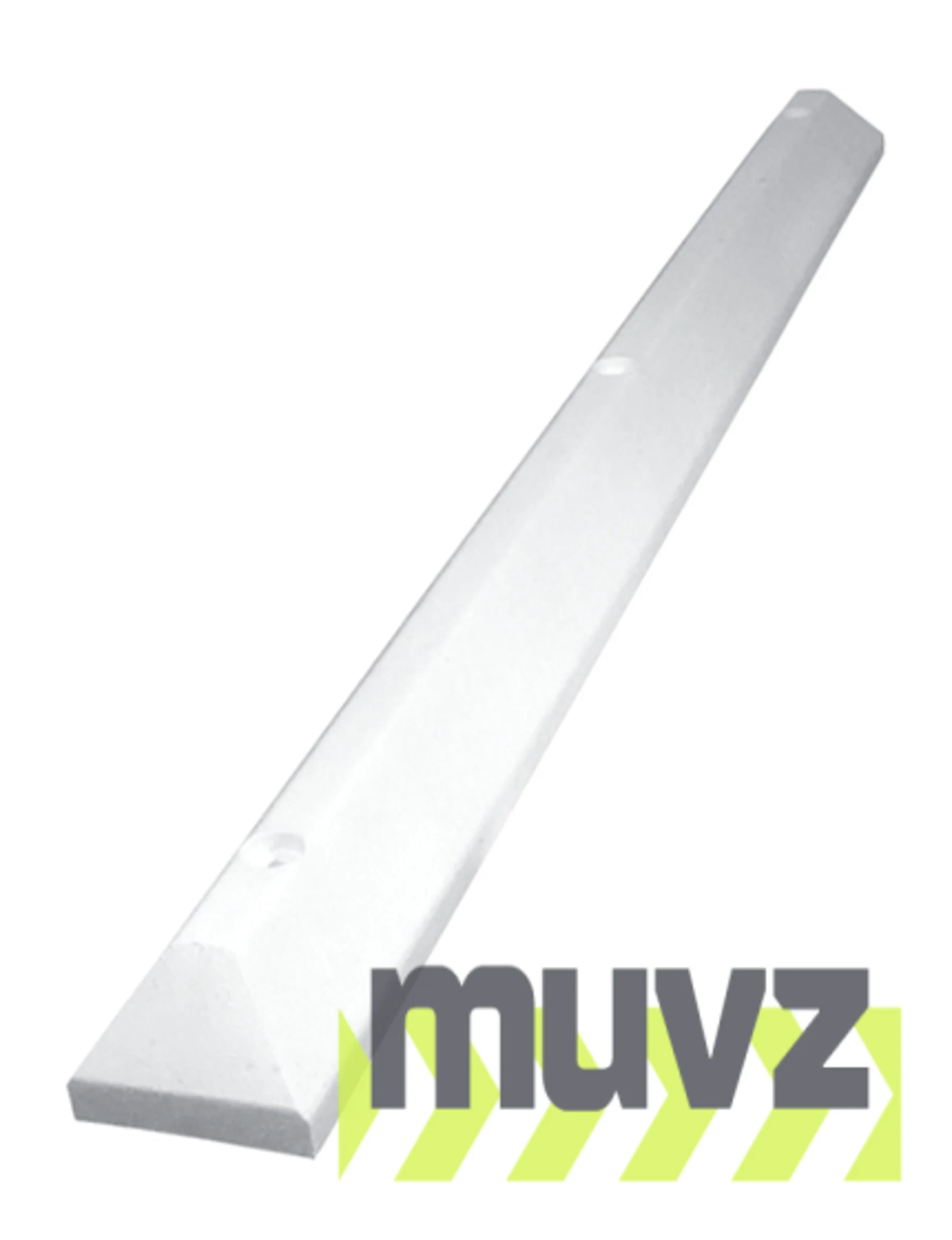 6\u0027 White, Heavy-Duty Solid Recycled Plastic Parking Block w/14\" Galvanized Rebar Steel Spikes