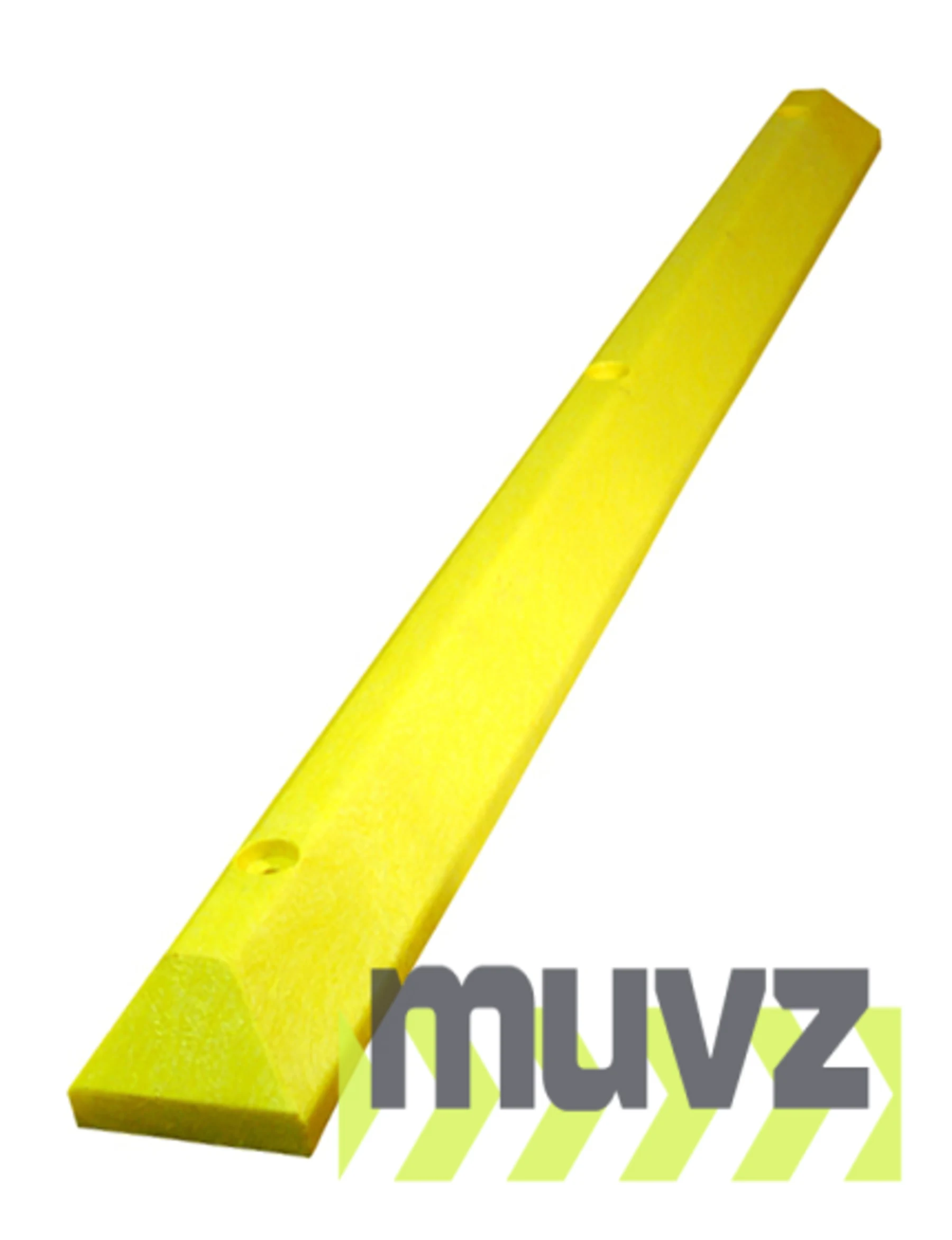 6\u0027 Yellow, Heavy-Duty Solid Recycled Plastic Parking Block w/14\" Galvanized Rebar Steel Spikes
