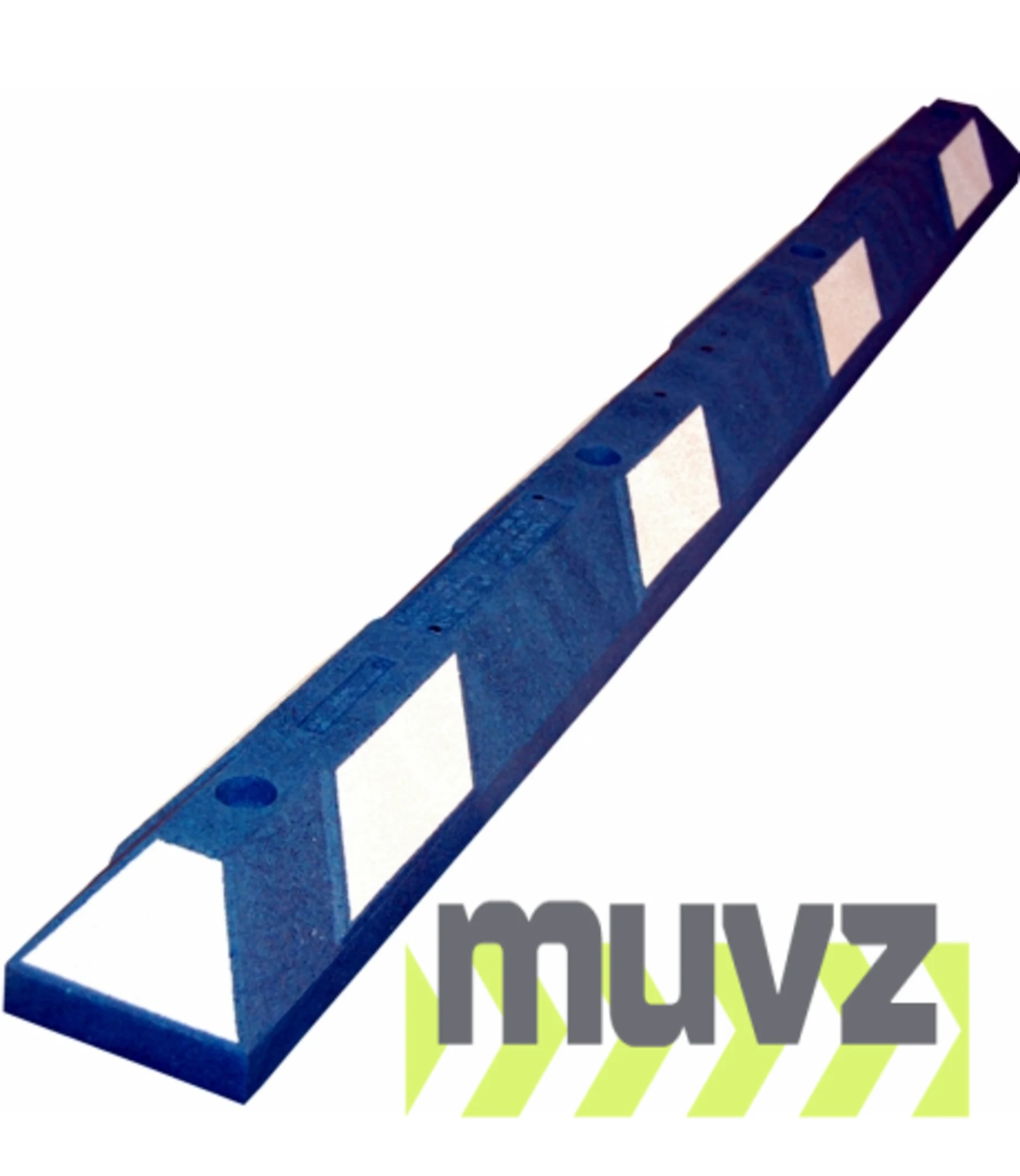 6\u0027 Blue Recycled Rubber Parking Block w/White Reflective Tape (No Hardware)