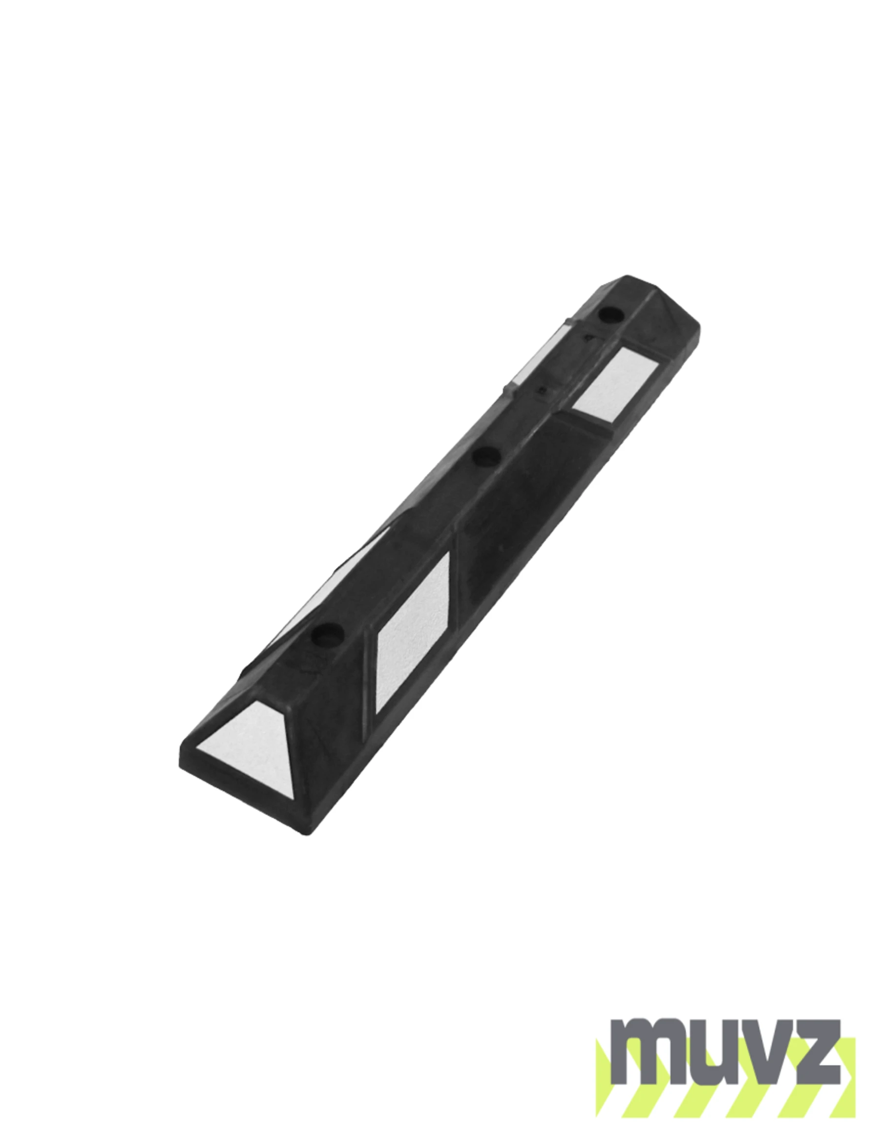 3\u0027 Economy Black \u0026 White Rubber Parking Block w/three 18\" Heavy Duty Galvanized Steel Spikes