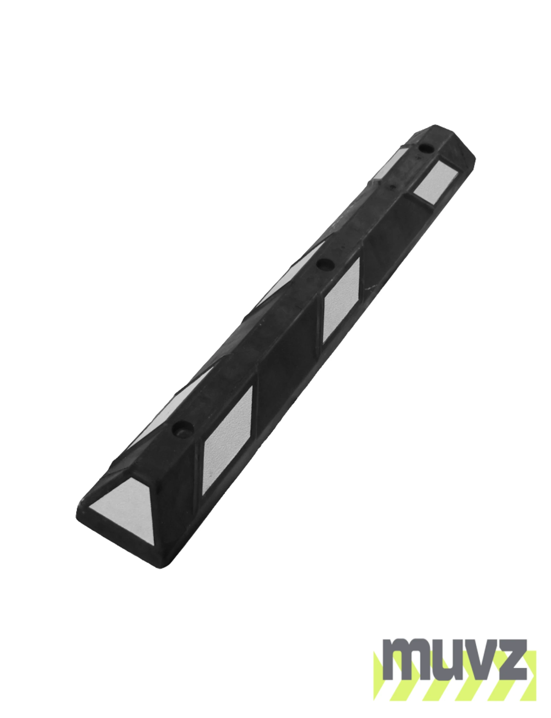 4\u0027 Economy Black \u0026 White Rubber Parking Block w/three 18\" Heavy Duty Galvanized Steel Spikes