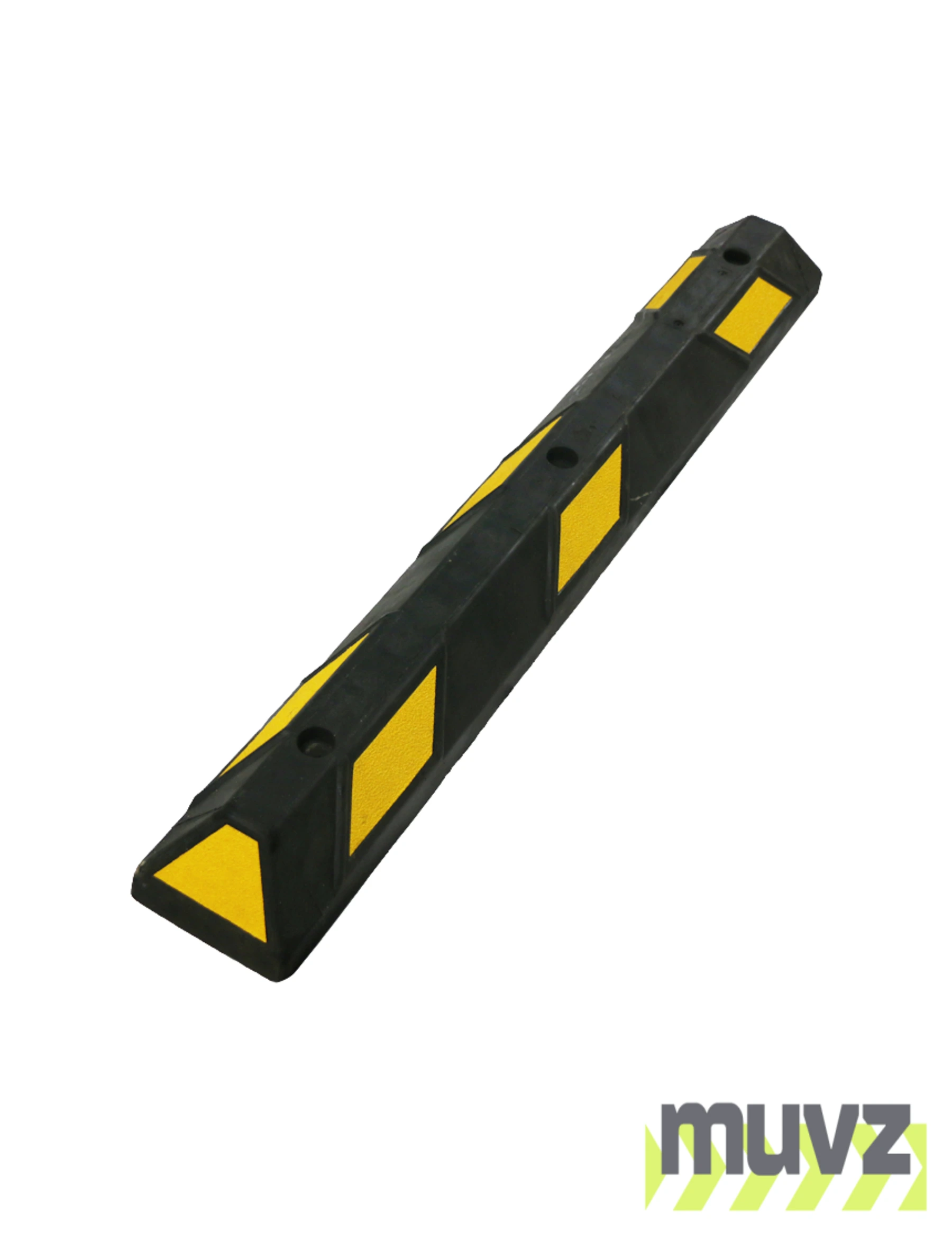 4\u0027 Economy Yellow Rubber Parking Block w/three 14\" Galvanized Rebar Steel Spikes
