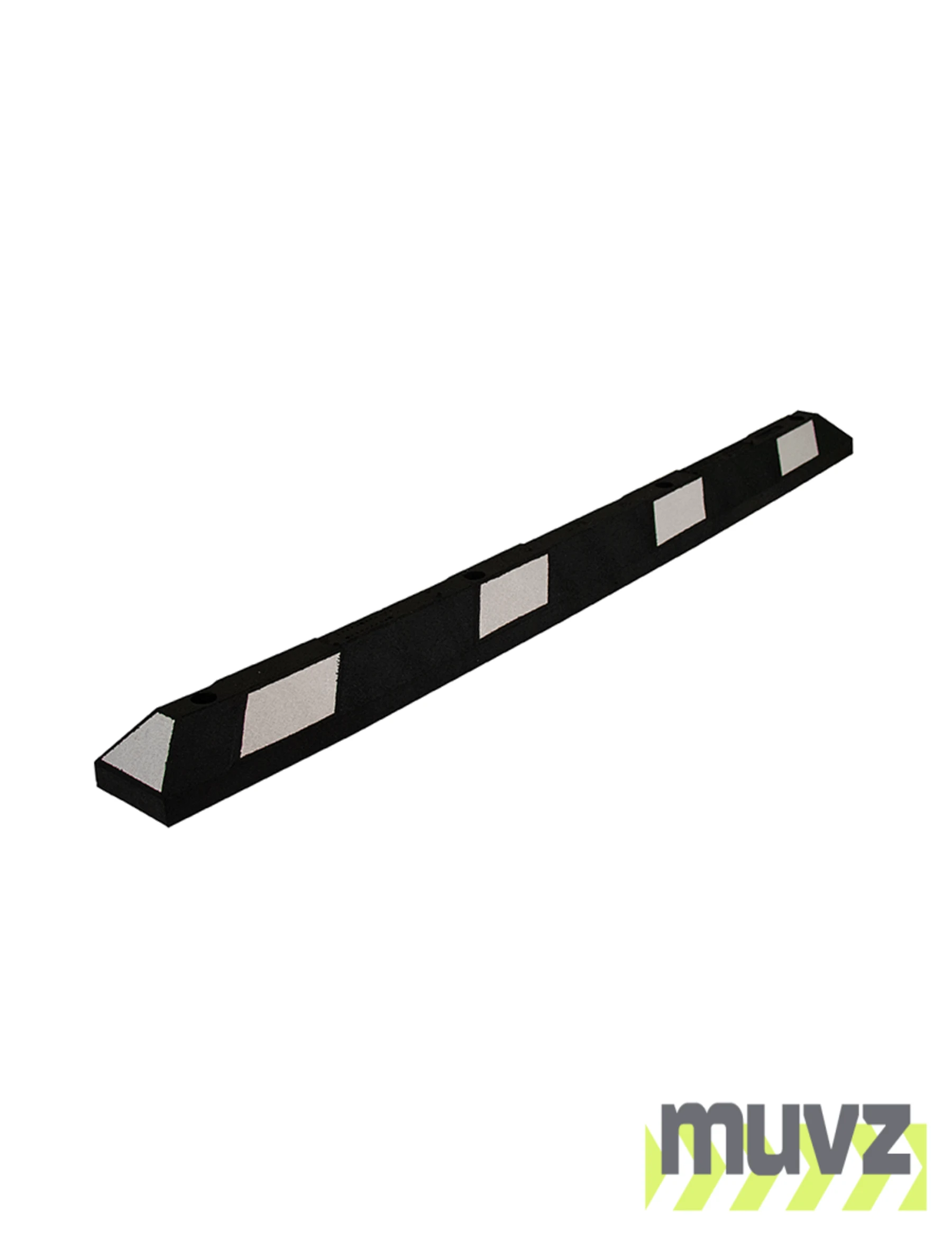 6\u0027 Recycled Rubber Parking Block w/White Reflective Tape \u0026 14\" Rebar Spikes for Asphalt or Gravel
