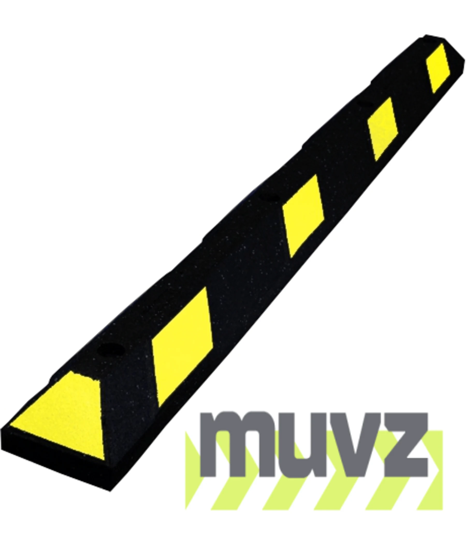 6\u0027 Recycled Rubber Parking Block w/Yellow Reflective Tape \u0026 Lag Bolts for Concrete