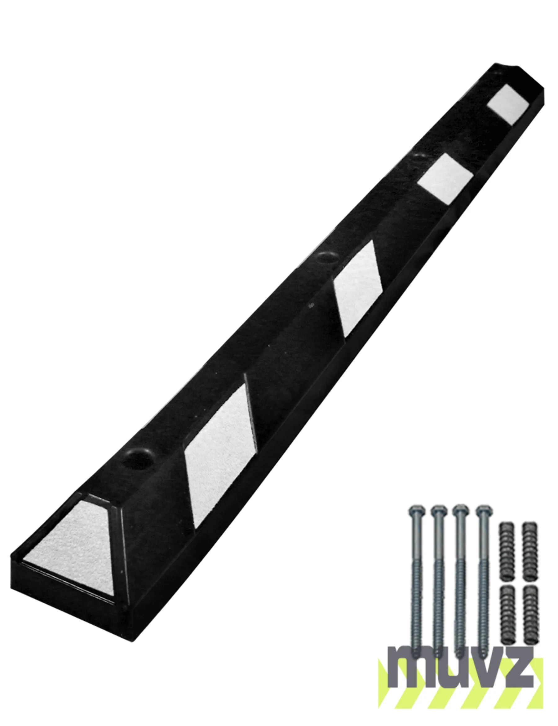 6\u0027 White Rubber Parking Block w/four 8\" Lag Bolt \u0026 Anchors
