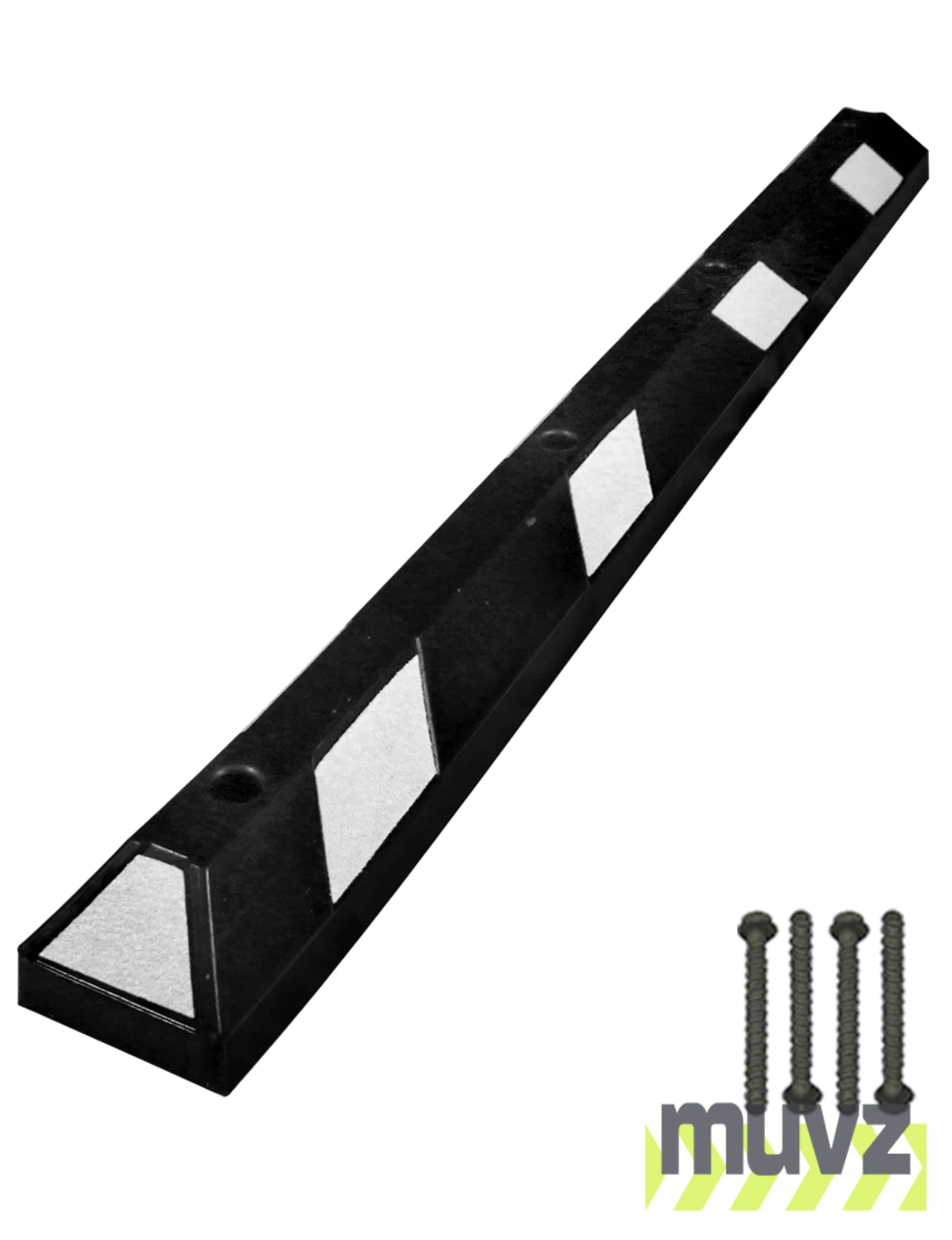 6\u0027 White Rubber Parking Block w/four 5\" Bolts for Concrete