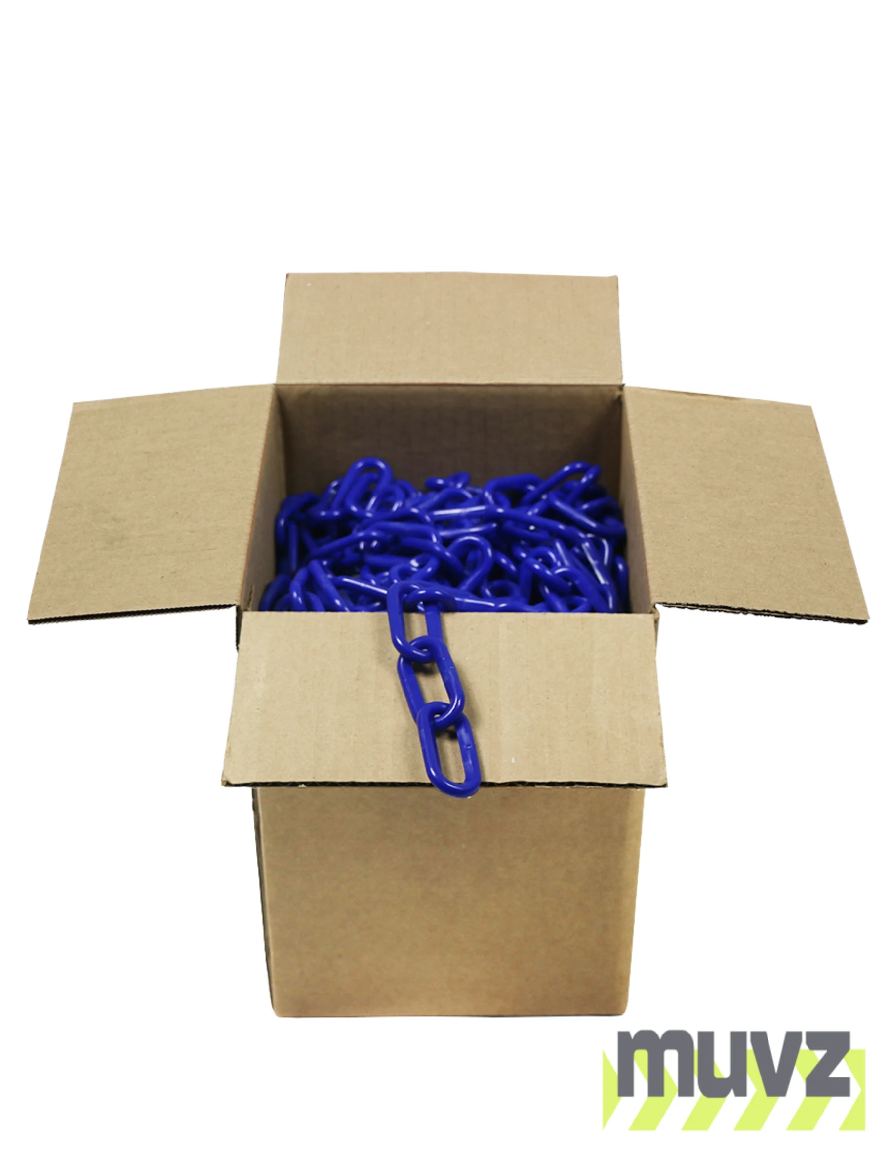 100\u0027 Box of Blue 2\" Link, Standard Plastic Chain
