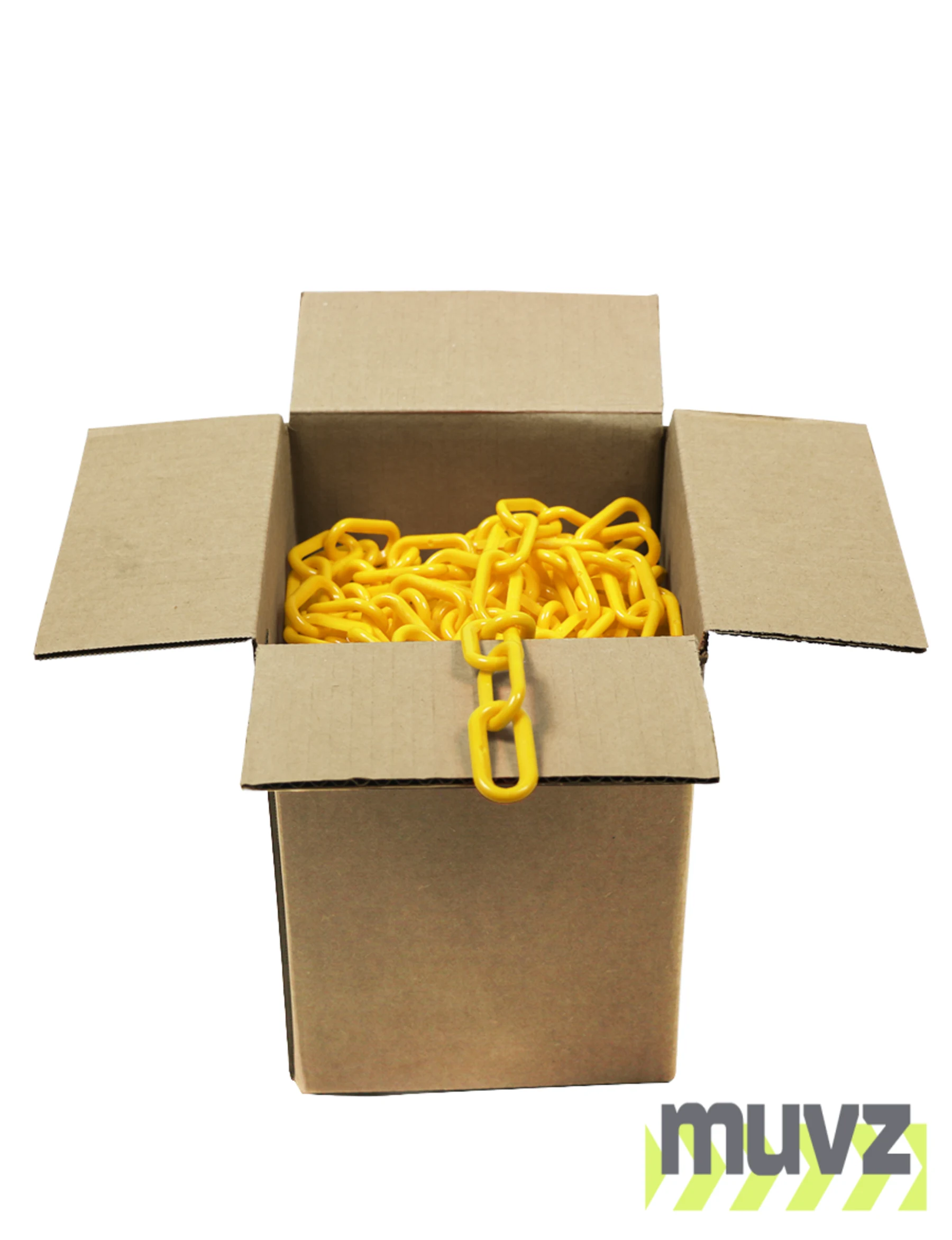 100\u0027 Box of Yellow 2\" Link, Standard Plastic Chain