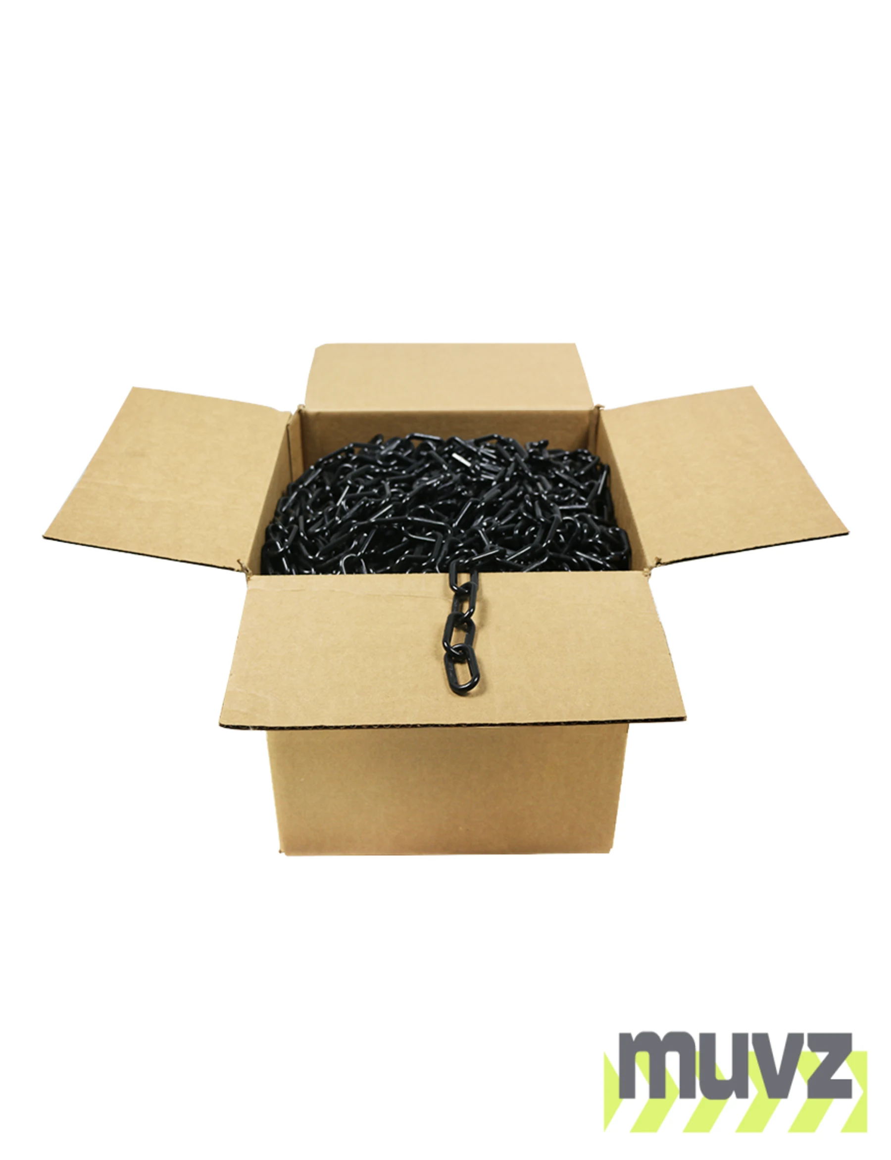 500\u0027 Box of Black 2\" Link, Standard Plastic Chain