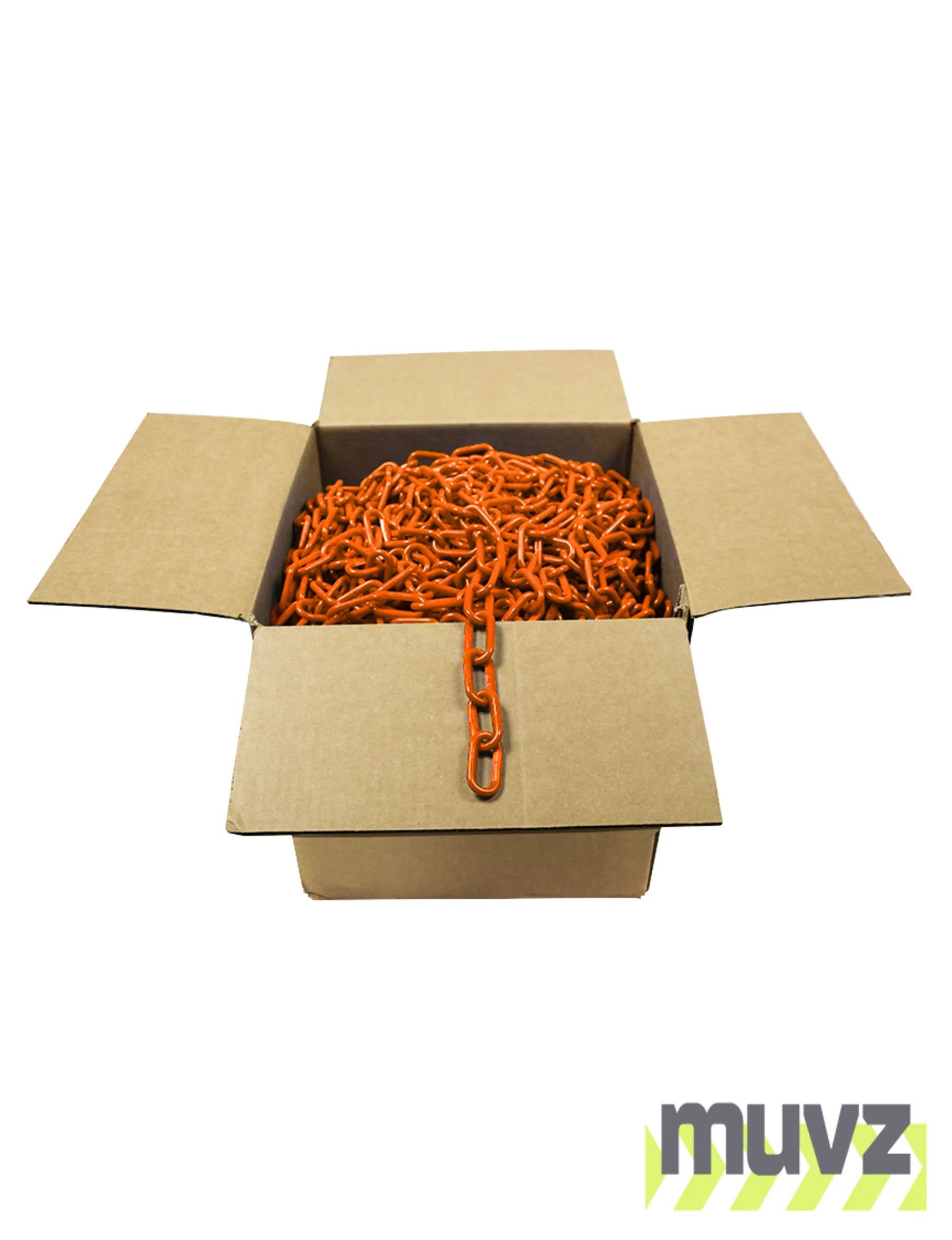 500\u0027 Box of Orange 2\" Link, Standard Plastic Chain