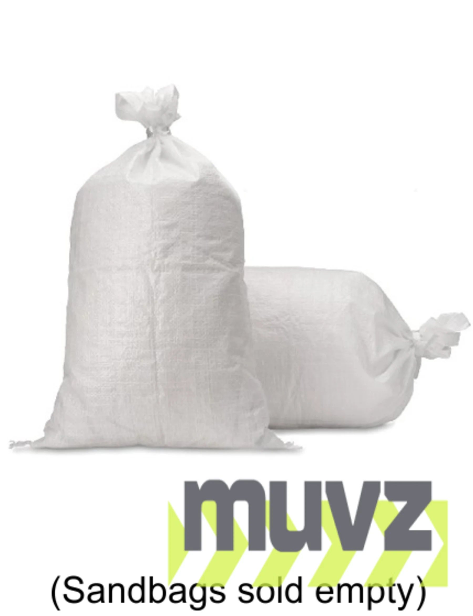 14\" x 26\" White Woven Polypropylene Sandbags with Ties (EMPTY)