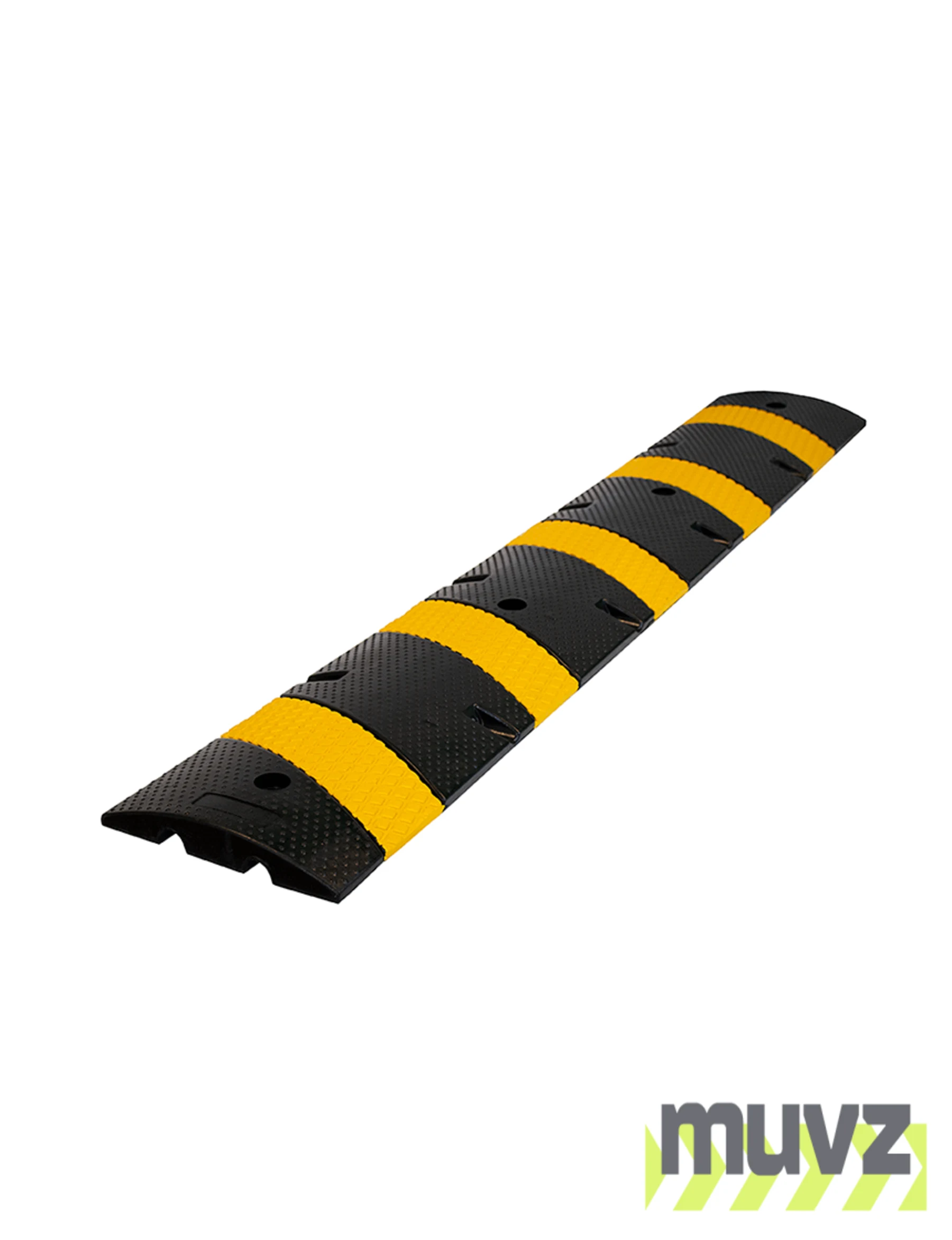 6\u0027 Economy Black \u0026 Yellow Rubber Speed Bump with Four (4) 14\" Rebar Spikes