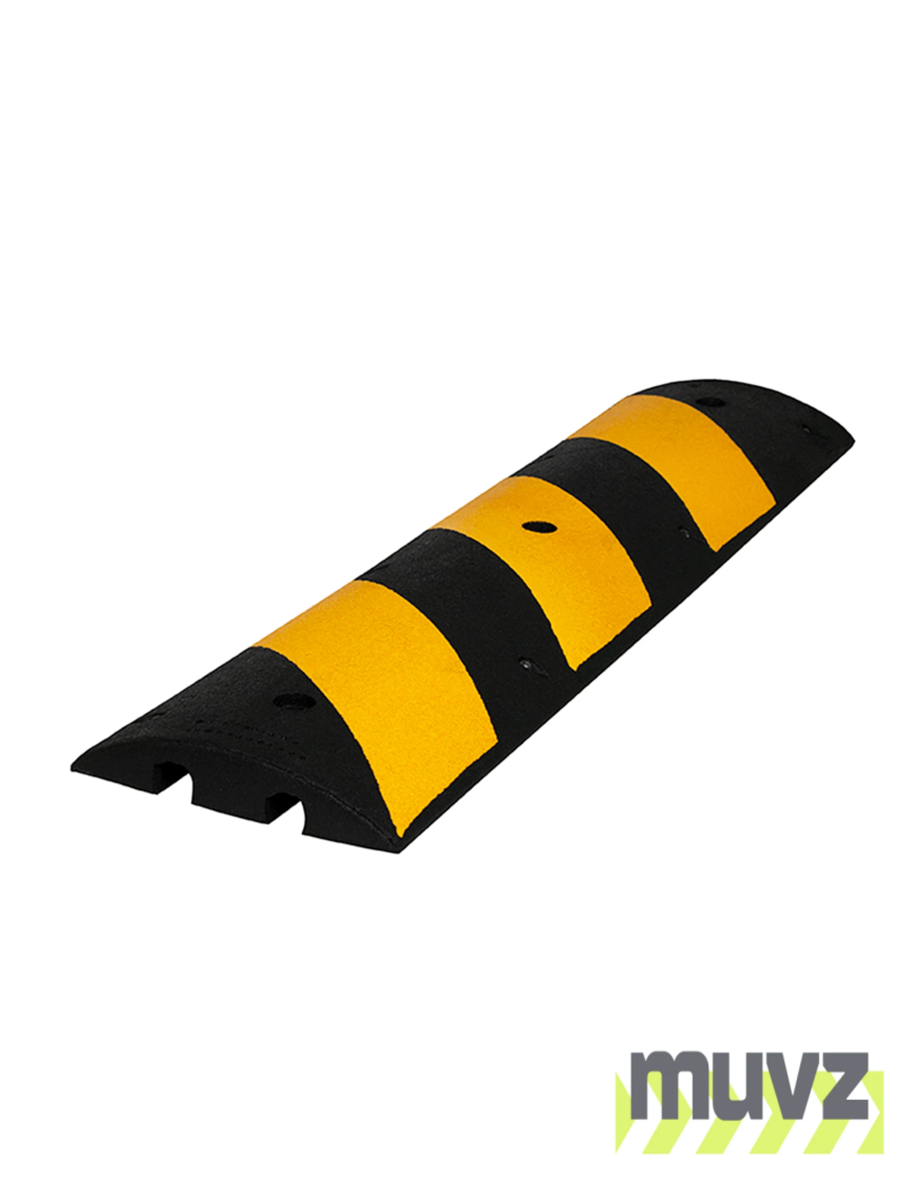4\u0027 Reflective, Recycled Rubber Speed Bump w/ 18\" Heavy-Duty Galvanized Steel Spikes