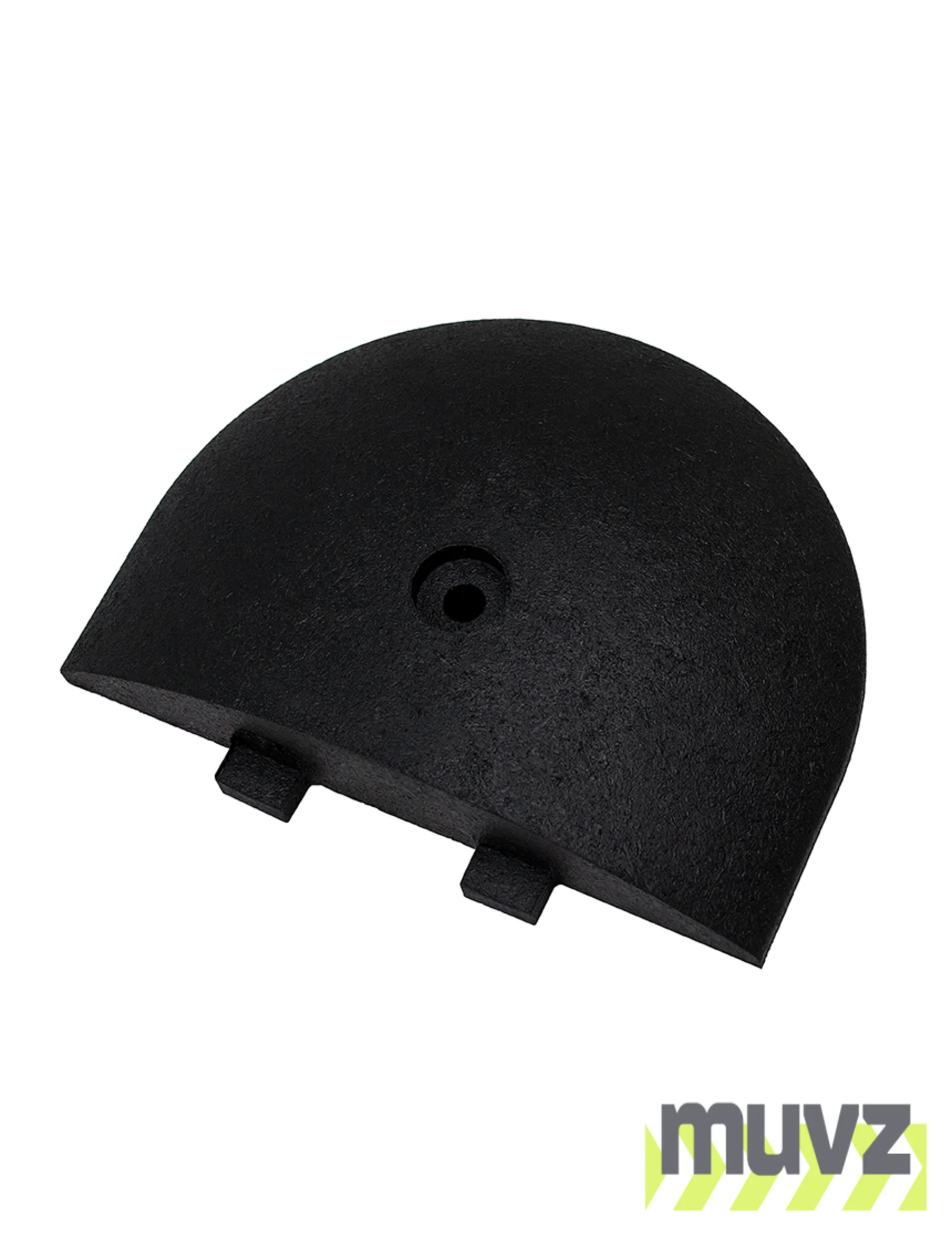 9\" Rounded End Cap for Rubber Speed Bump w/ 14\" Galvanized Steel Rebar Spike
