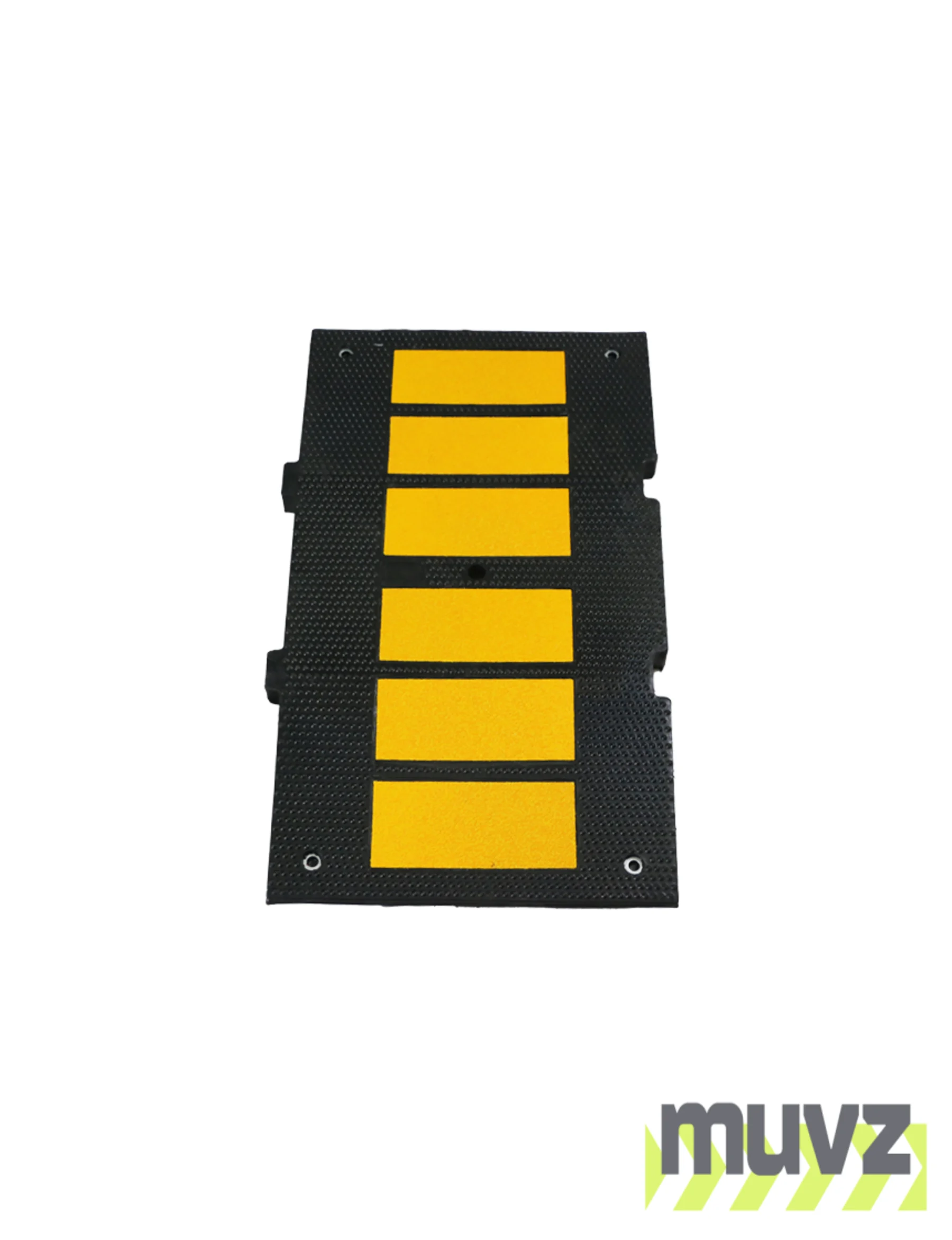 Economy Recycled Rubber Speed Hump Section, 36\"L x 20\"W x 2\"T w/14\" Galvanized Rebar Spikes