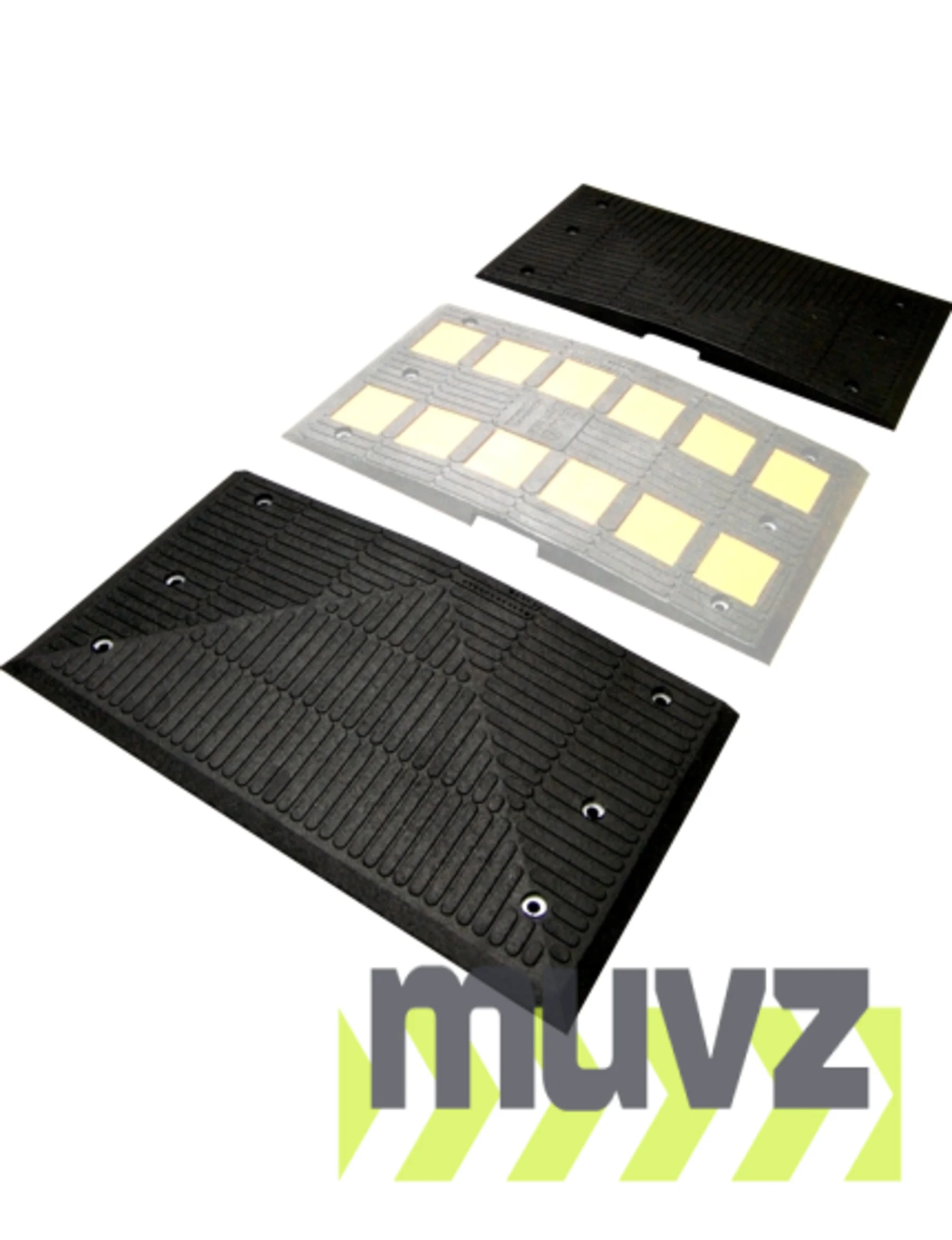 Heavy Duty Recycled Rubber Speed Hump End Cap Kit w/3\" Concrete Fasteners (1 Male \u0026 1 Female)