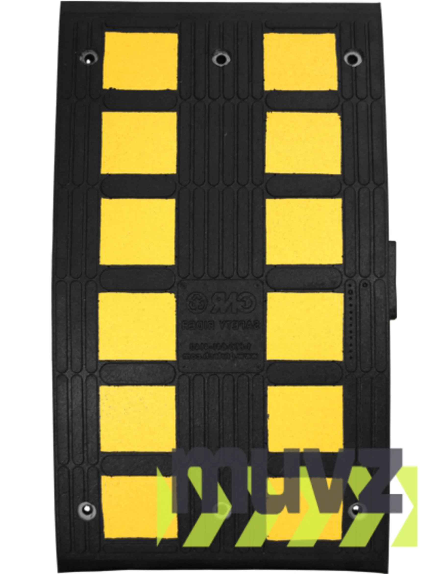 Heavy Duty Recycled Rubber Speed Hump Section, 35.5\" L x 19.5\" W x 2.1\" T w/12\" Galvanized Spikes