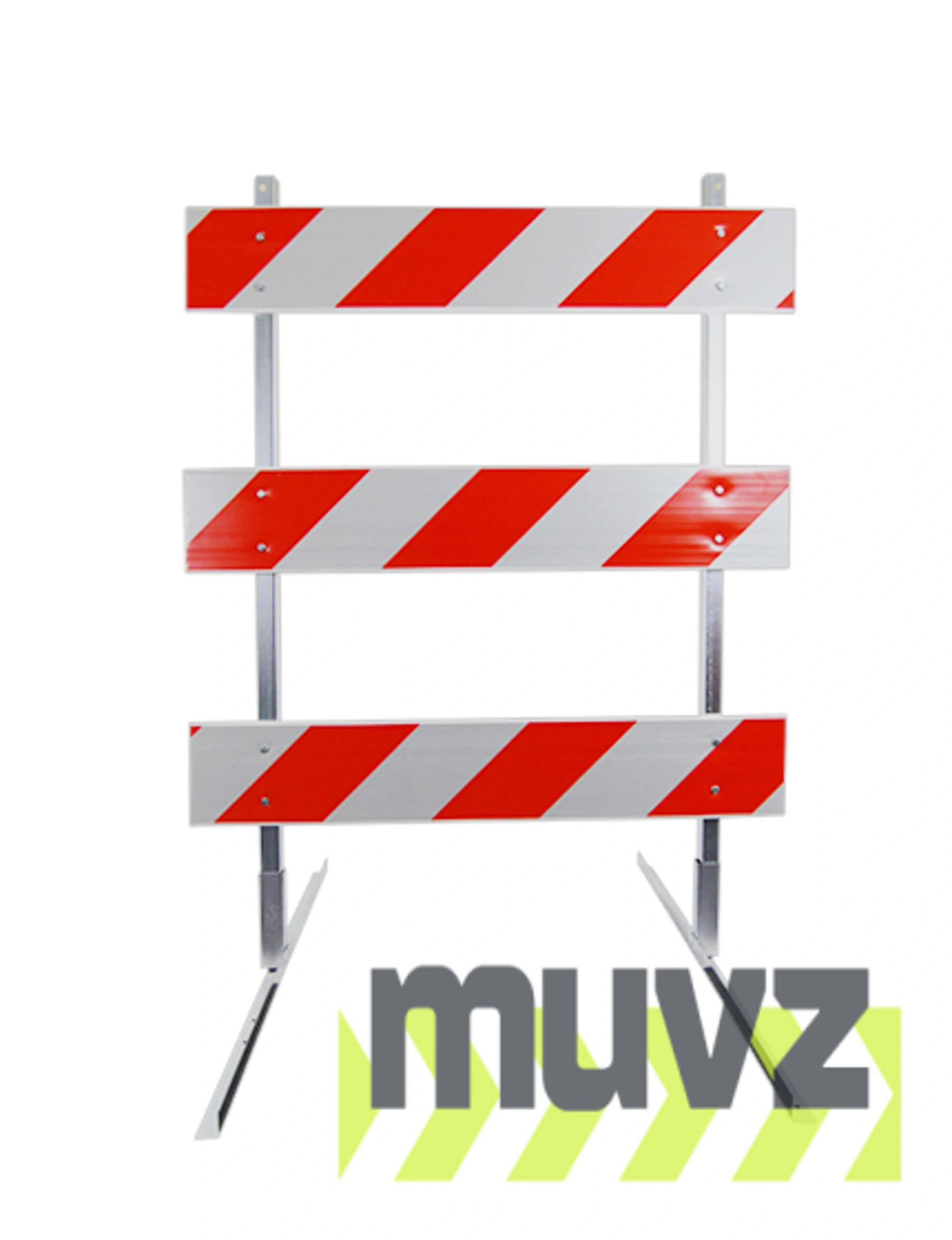 4\u0027 Standard Type 3 Barricade-63\" Tall Galvanized Steel Frame \u0026 Three 4\u0027 Plastic Boards w/HI Sheeting