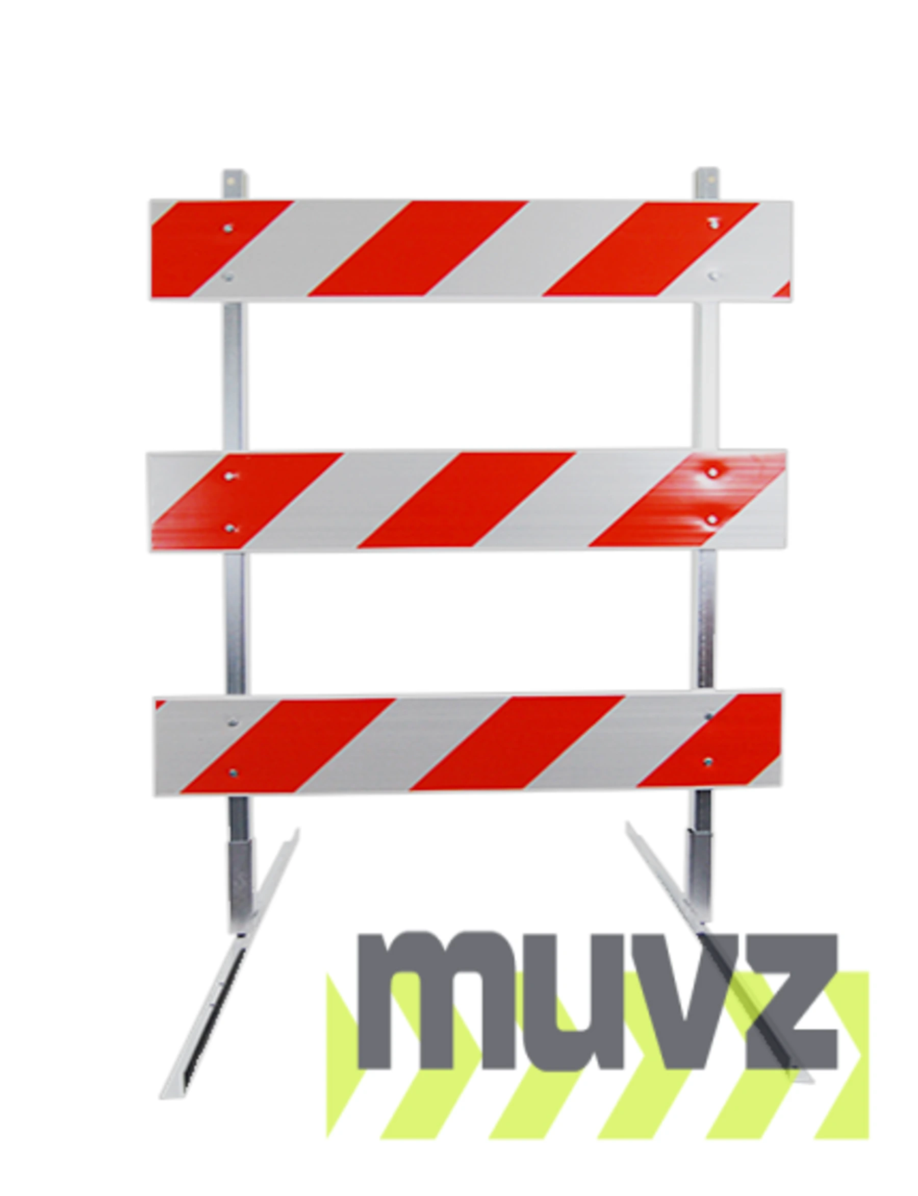 6\u0027 Standard Type 3 Barricade-63\" Tall Galvanized Steel Frame \u0026 Three 6\u0027 Plastic Boards w/HI Sheeting