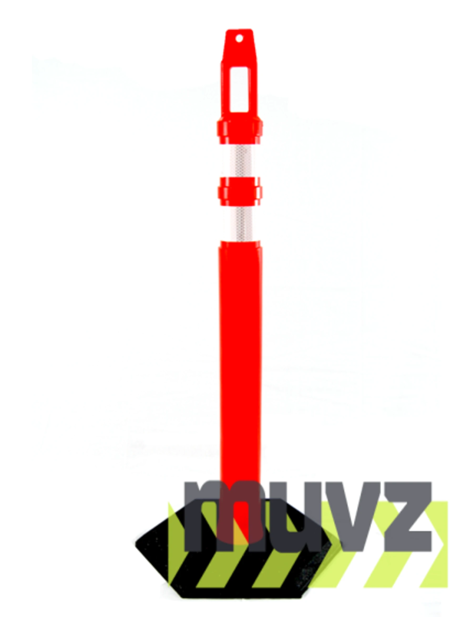 42\" \u0027Square Top\u0027 Tube with two (2) 3\" Reflective Collars and 12 Lb. Base