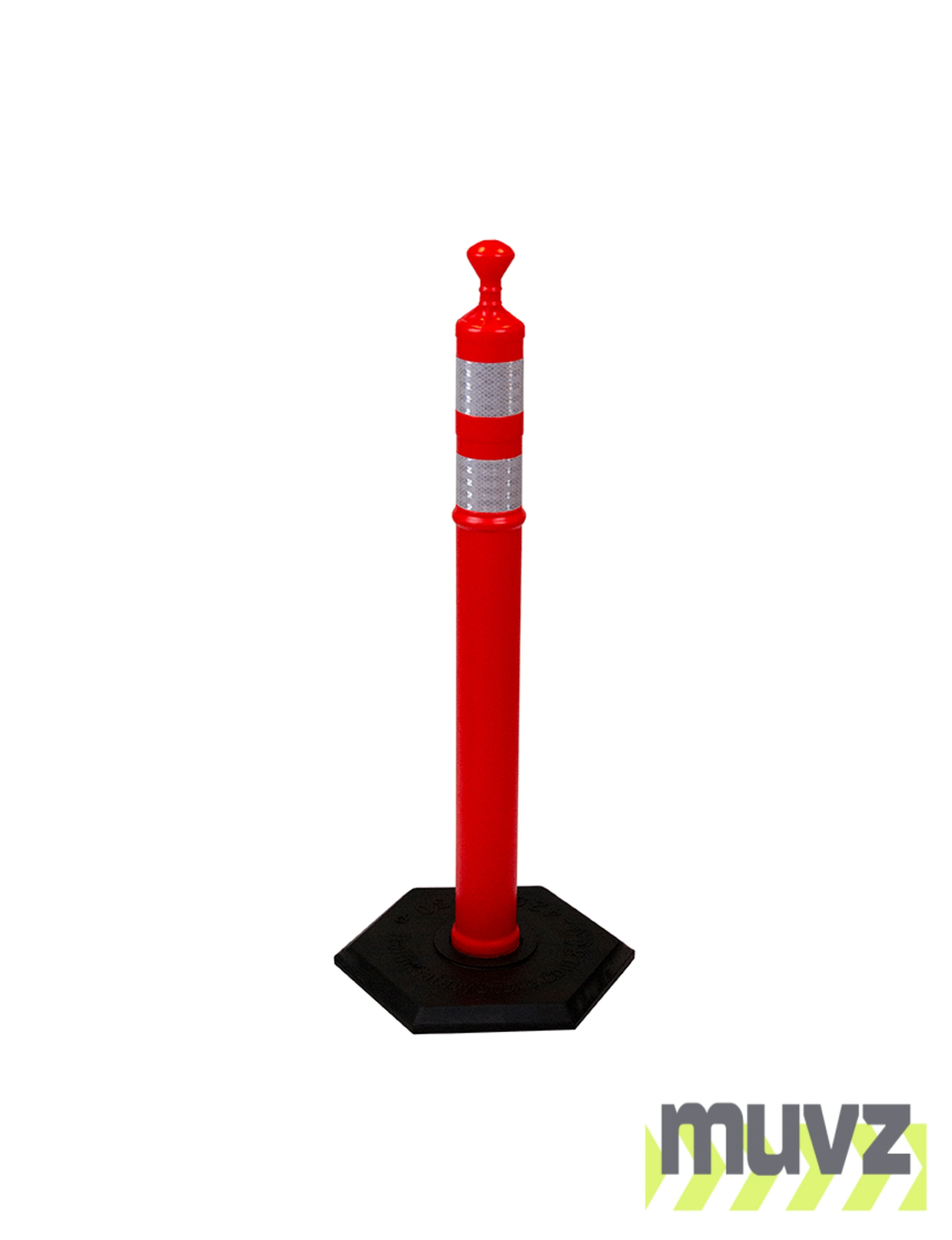 42\" ORANGE Grabber Tube with two (2) 3\" Reflective Collars and 18 Lb. Base