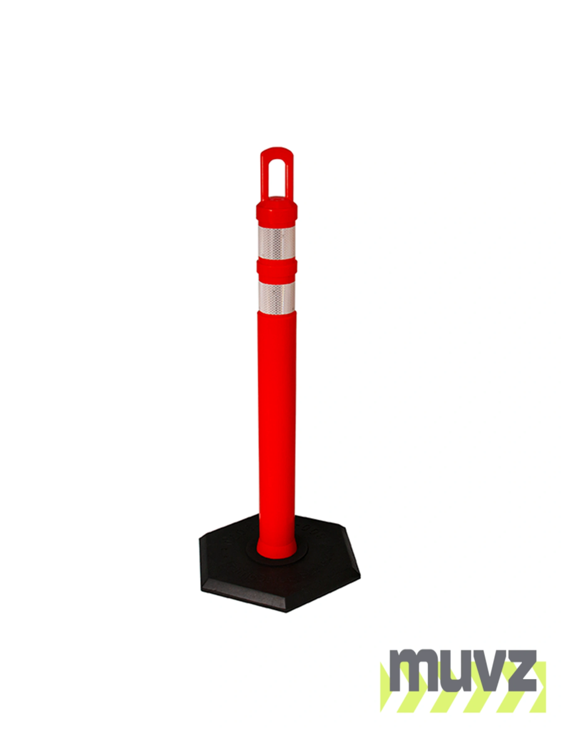 42\" ORANGE \u0027JBC Arch-Top\u0027 Tube with Two 3\" Reflective Collars and 18lb Base