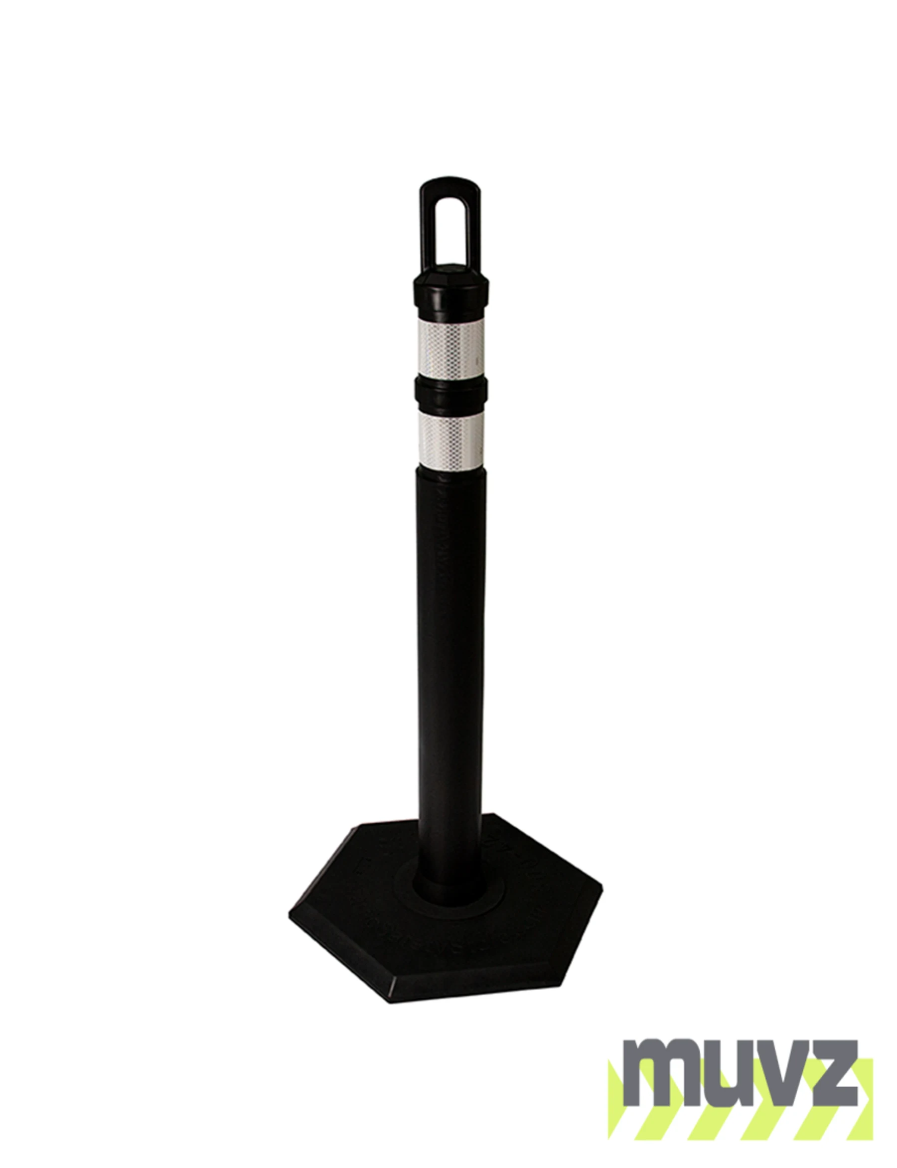 42\" BLACK \u0027JBC Arch-Top\u0027 Tube with Two 3\" Reflective Collars and 18lb Base