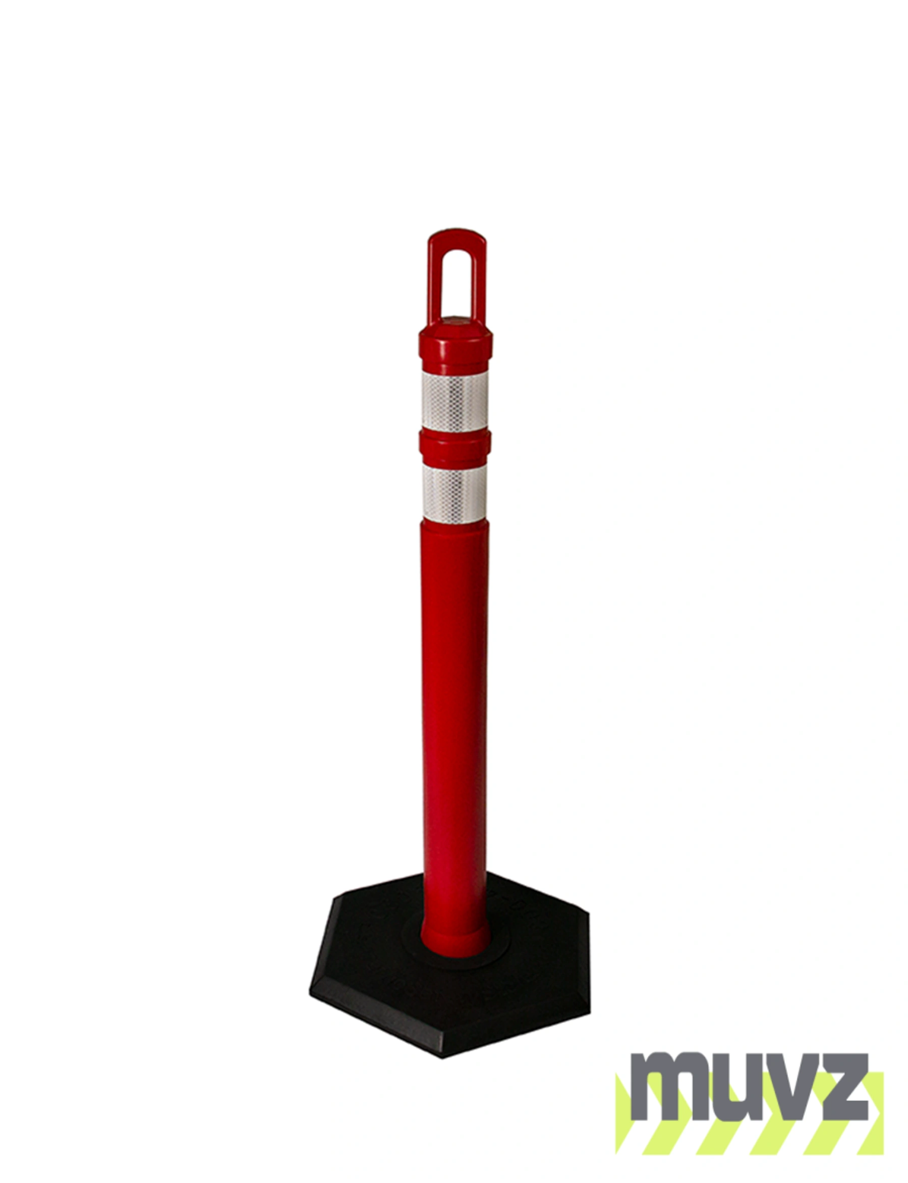 42\" RED \u0027JBC Arch-Top\u0027 Tube with Two 3\" Reflective Collars and 18lb Base