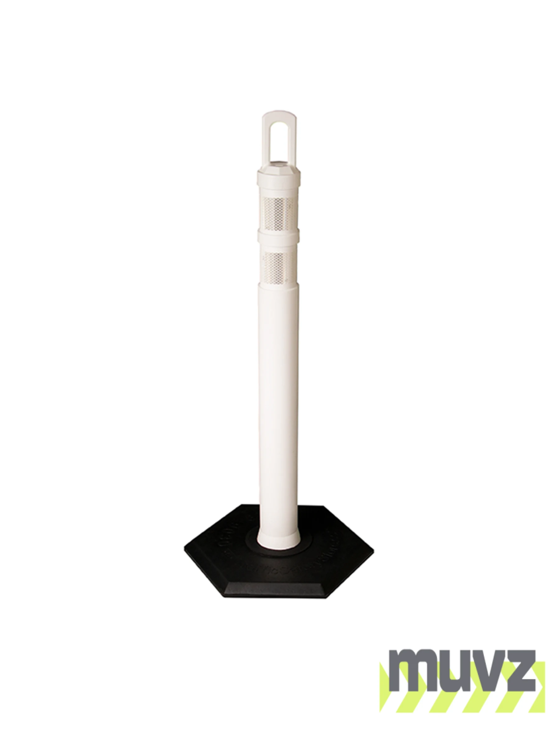 42\" WHITE \u0027JBC Arch-Top\u0027 Tube with Two 3\" Reflective Collars and 18lb Base