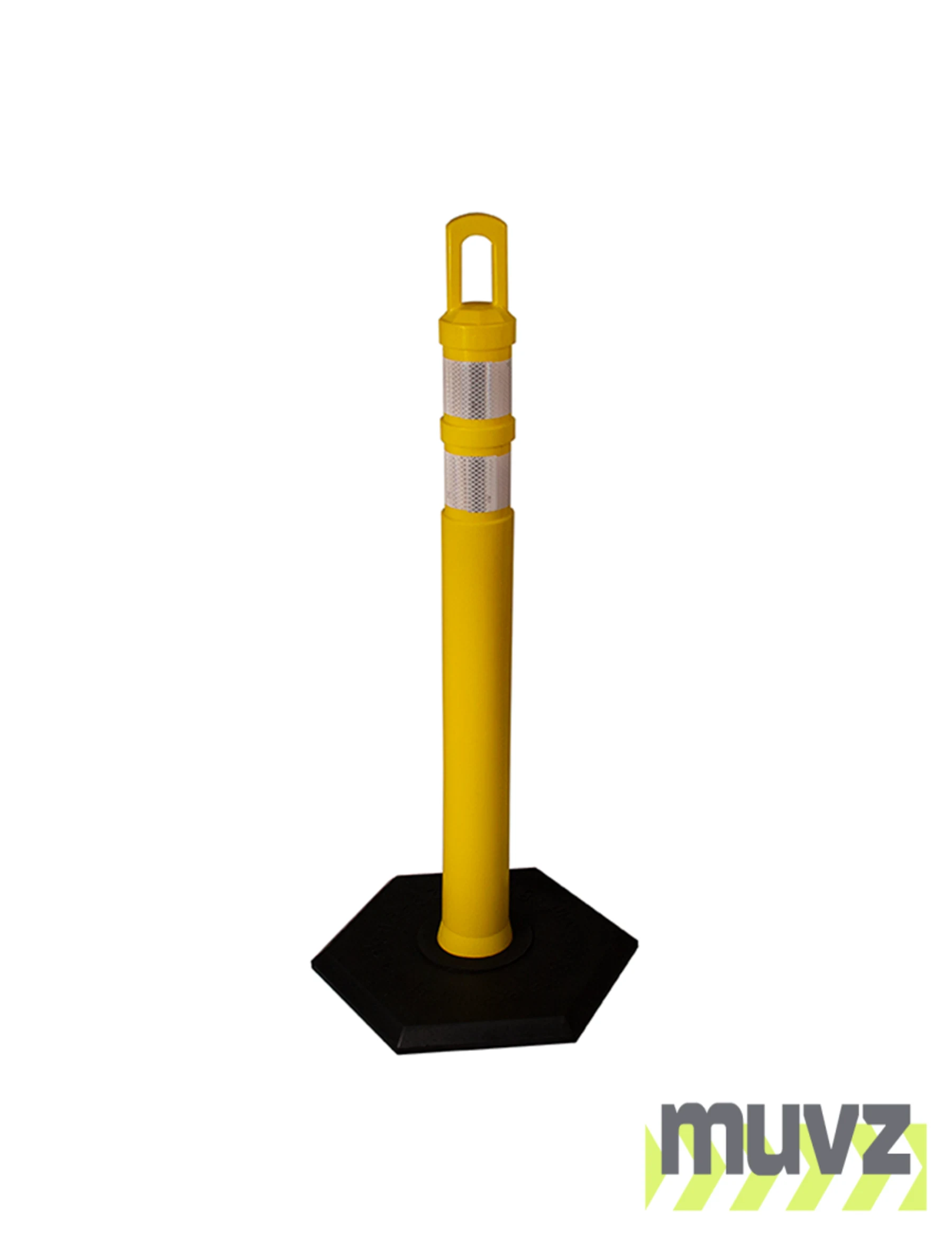 42\" YELLOW \u0027JBC Arch-Top\u0027 Tube with Two 3\" Reflective Collars and 18lb Base