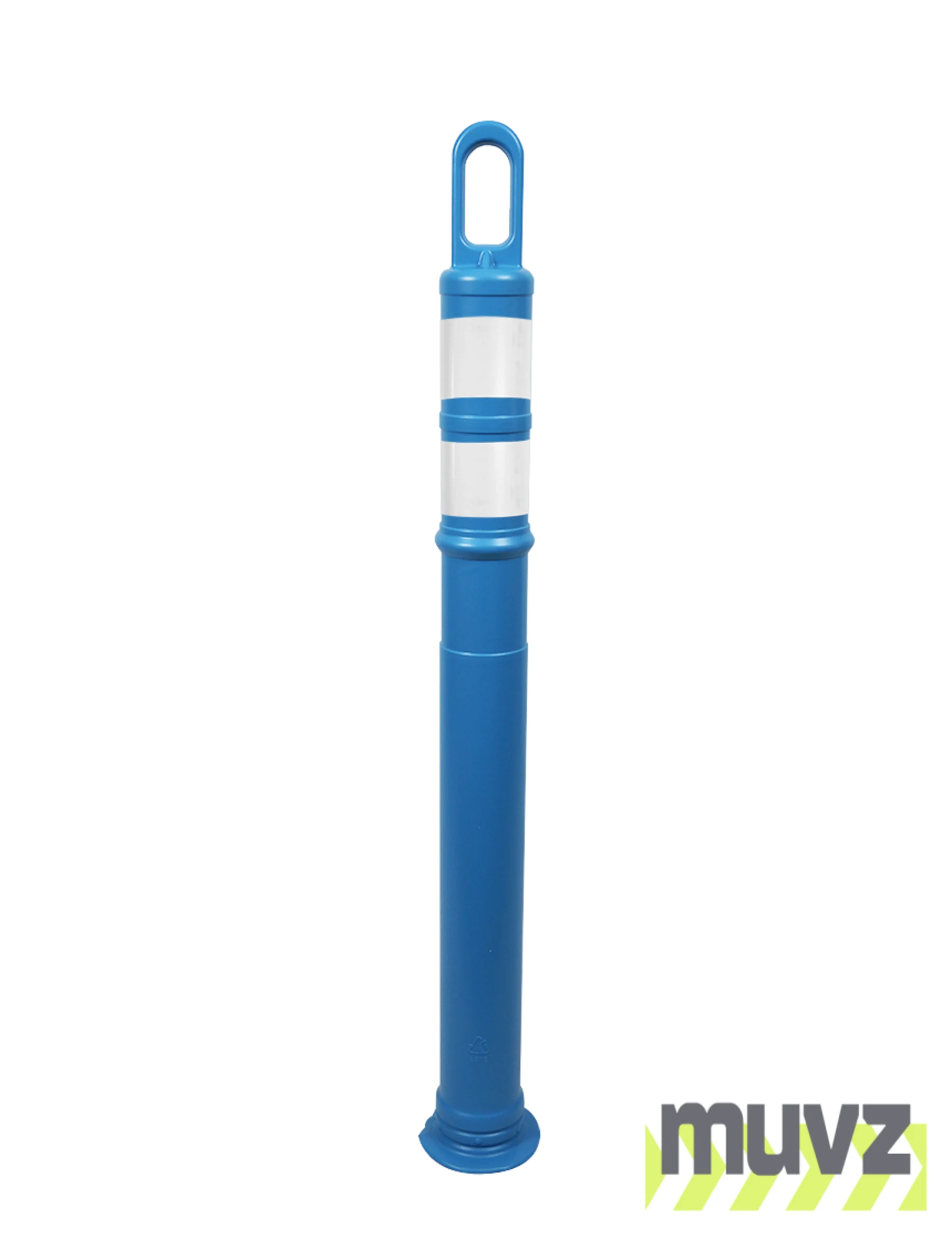 42\" BLUE Looper Tube with two (2) 3\" Reflective Collars and 18 Lb. Base