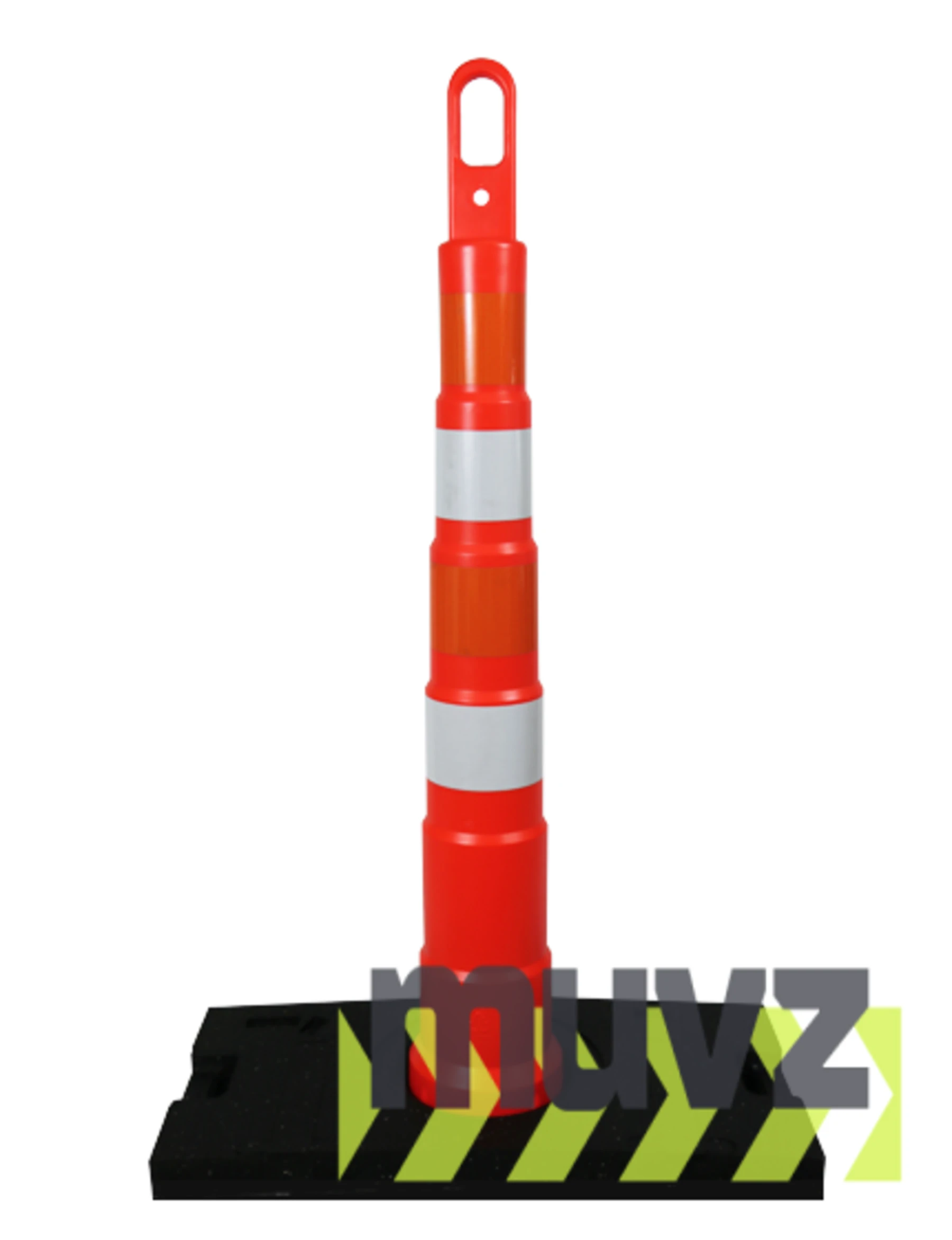 42\" Traffix Looper Cone Channelizer w/Four (4) 4\" EG Reflective Collars \u0026 30 Lb Recycled Rubber Base