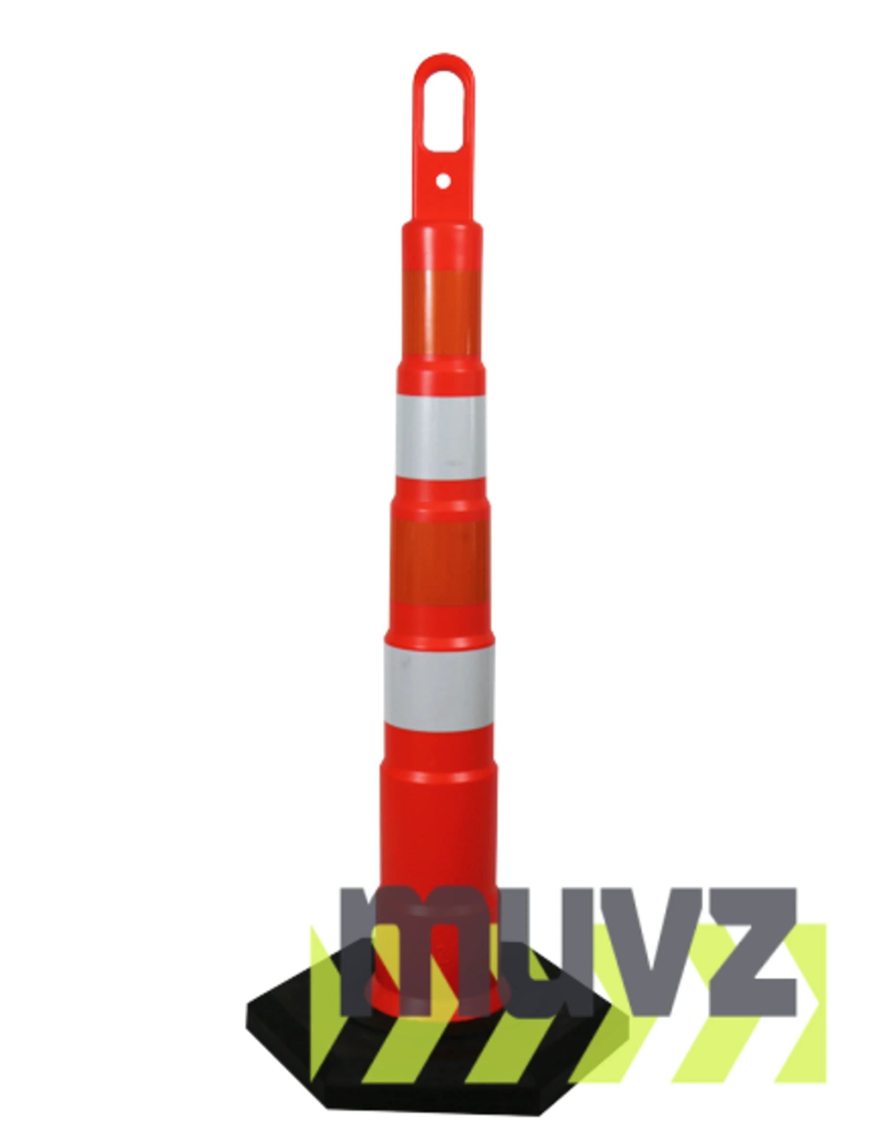 42\" Traffix Looper Cone Channelizer w/Four (4) 4\" EG Reflective Collars \u0026 16 Lb Recycled Rubber Base
