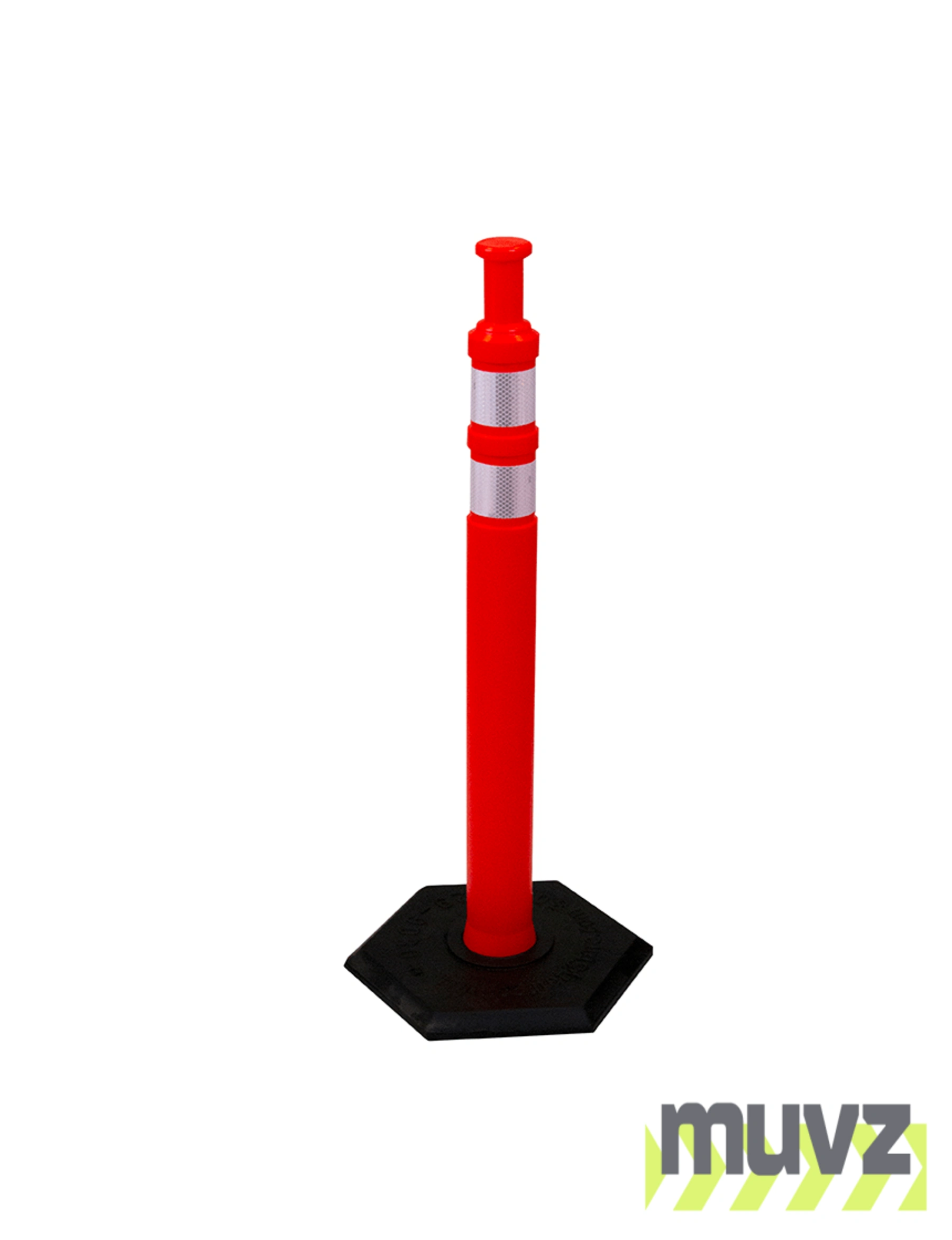 42\" \u0027Flat Top\u0027 Tube with two (2) 3\" Reflective Collars and 18 Lb. Base