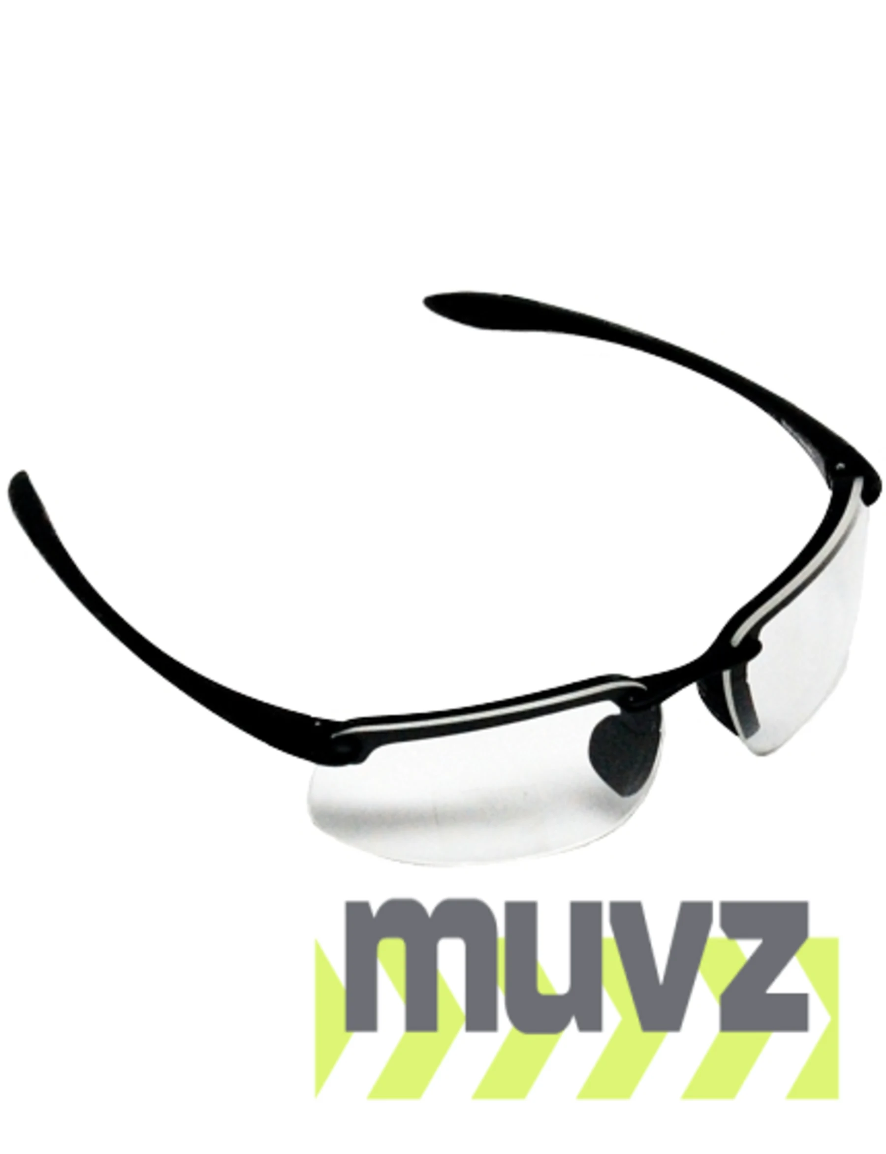 Z87+ Safety Sunglasses (rectangular lens, matte-black frame, clear anti-fog lens)