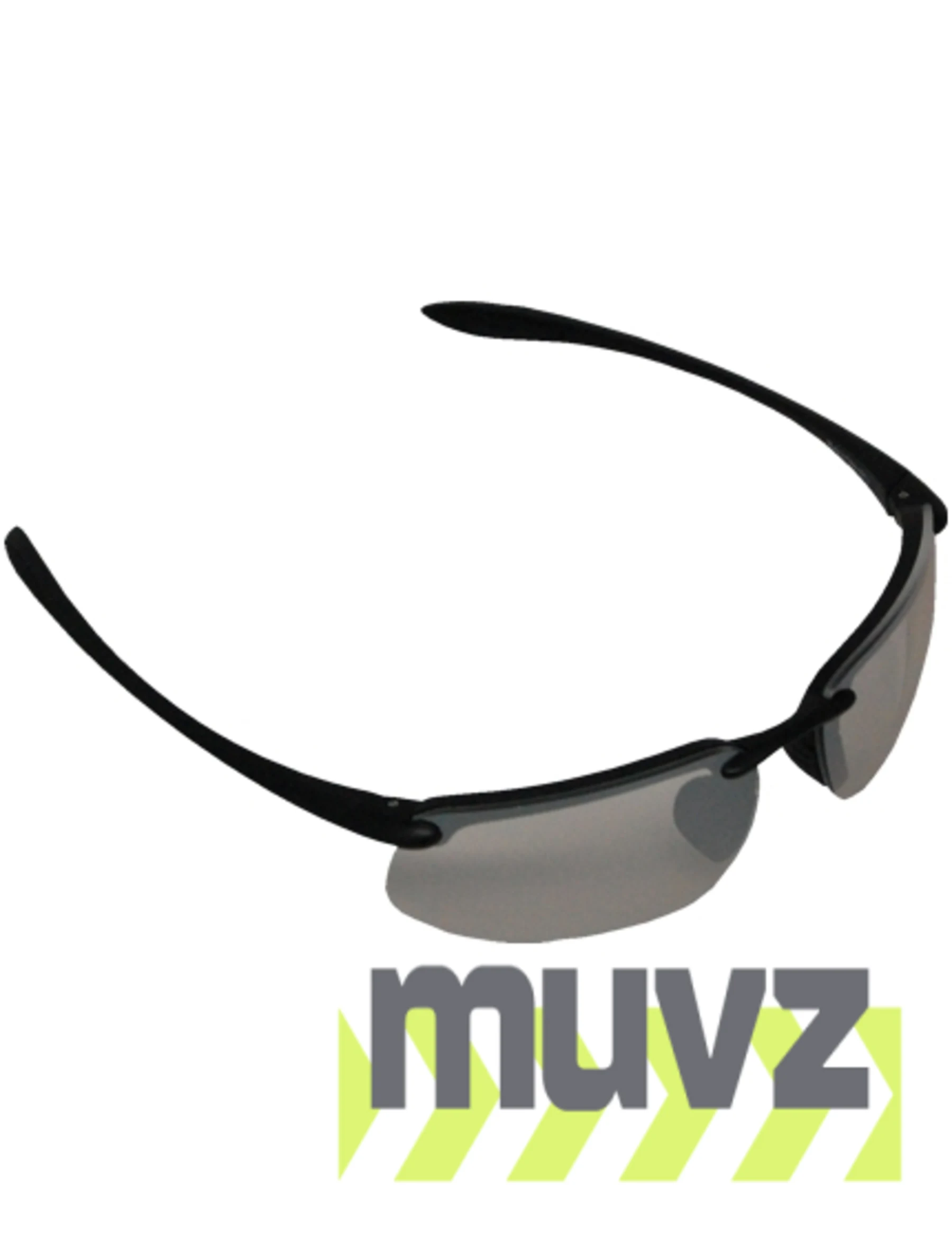 Z87+ Safety Sunglasses (rectangular lens, matte-black frame, IO silver mirror anti-fog lens)