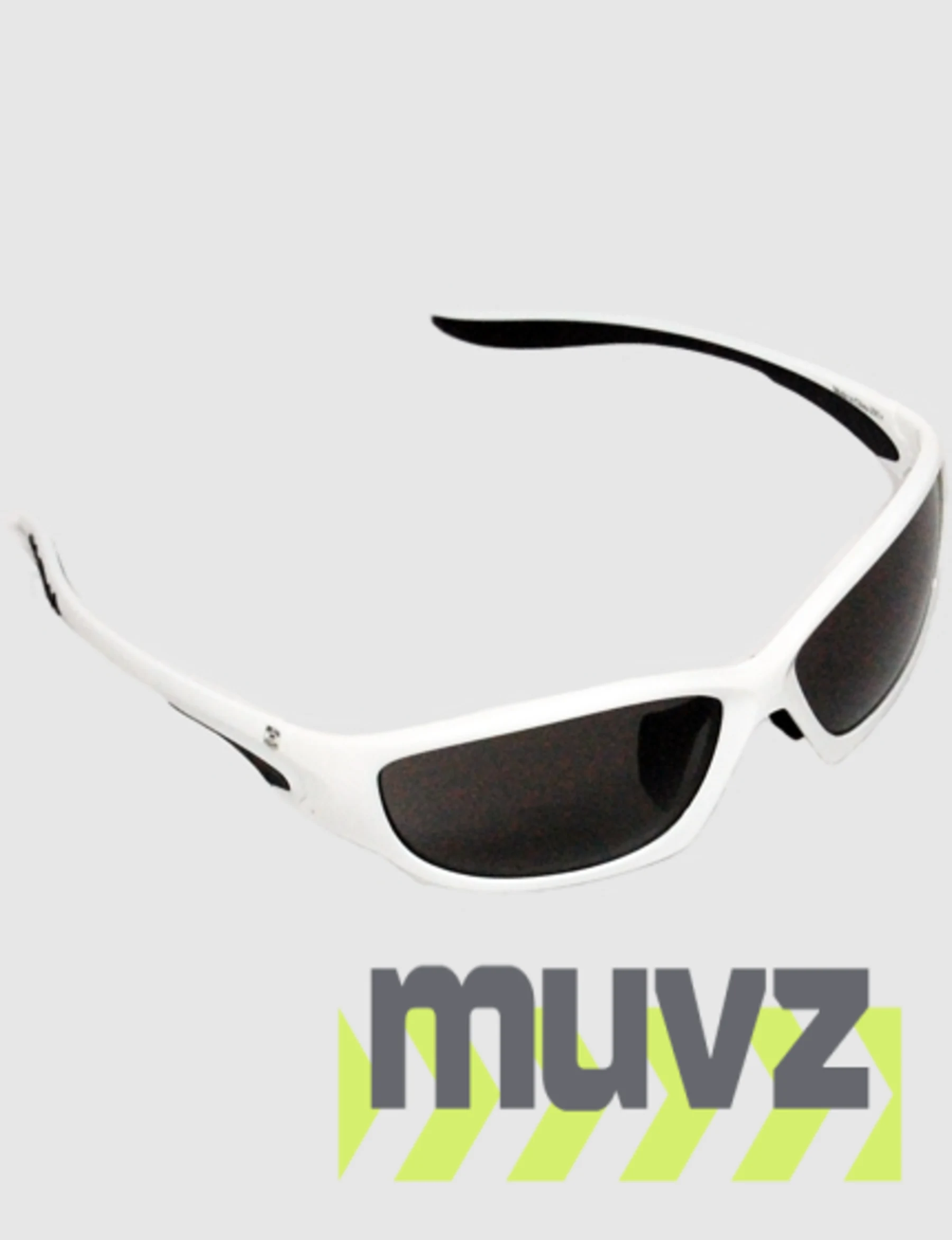 Z87+ Safety Sunglasses (full frame contemporary, white frame, gray anti-fog lens)
