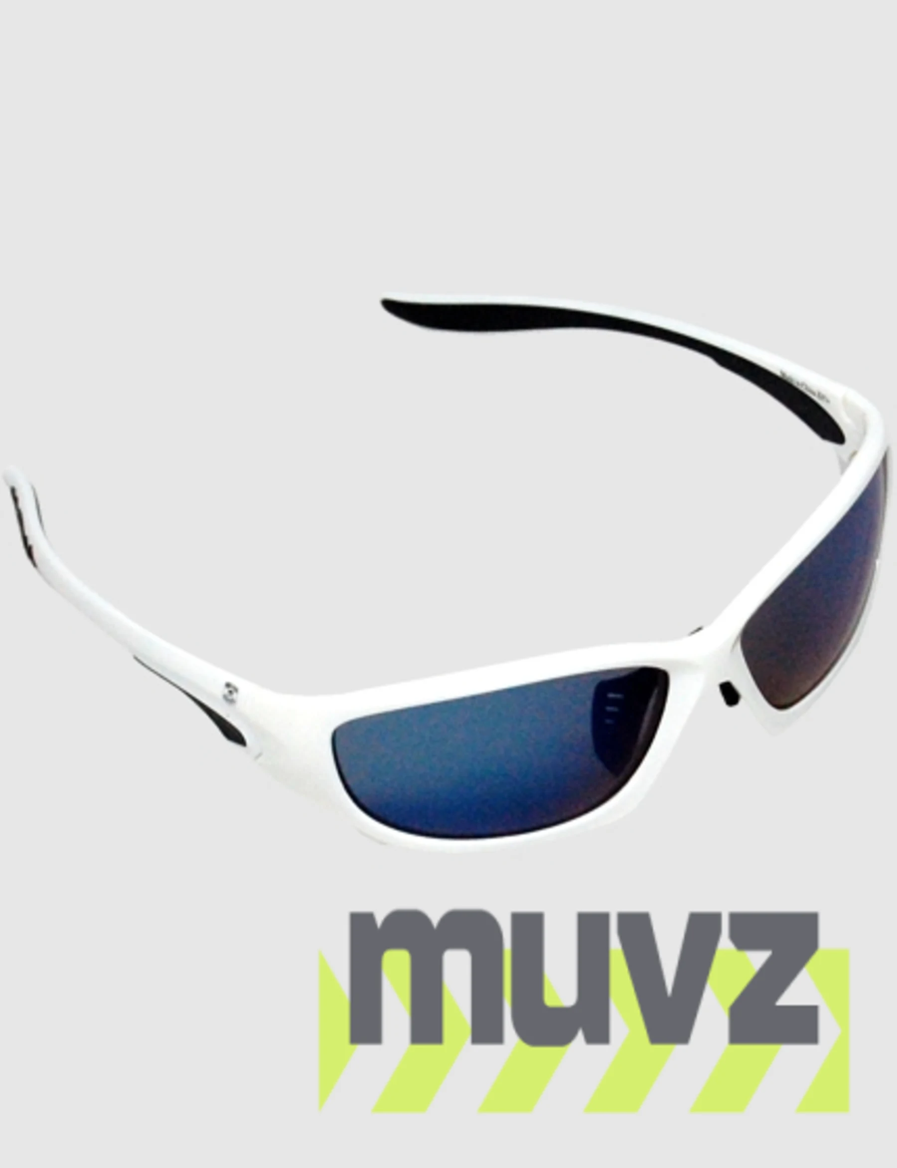 Z87+ Safety Sunglasses (full frame contemporary, white frame, blue mirror anti-fog lens)