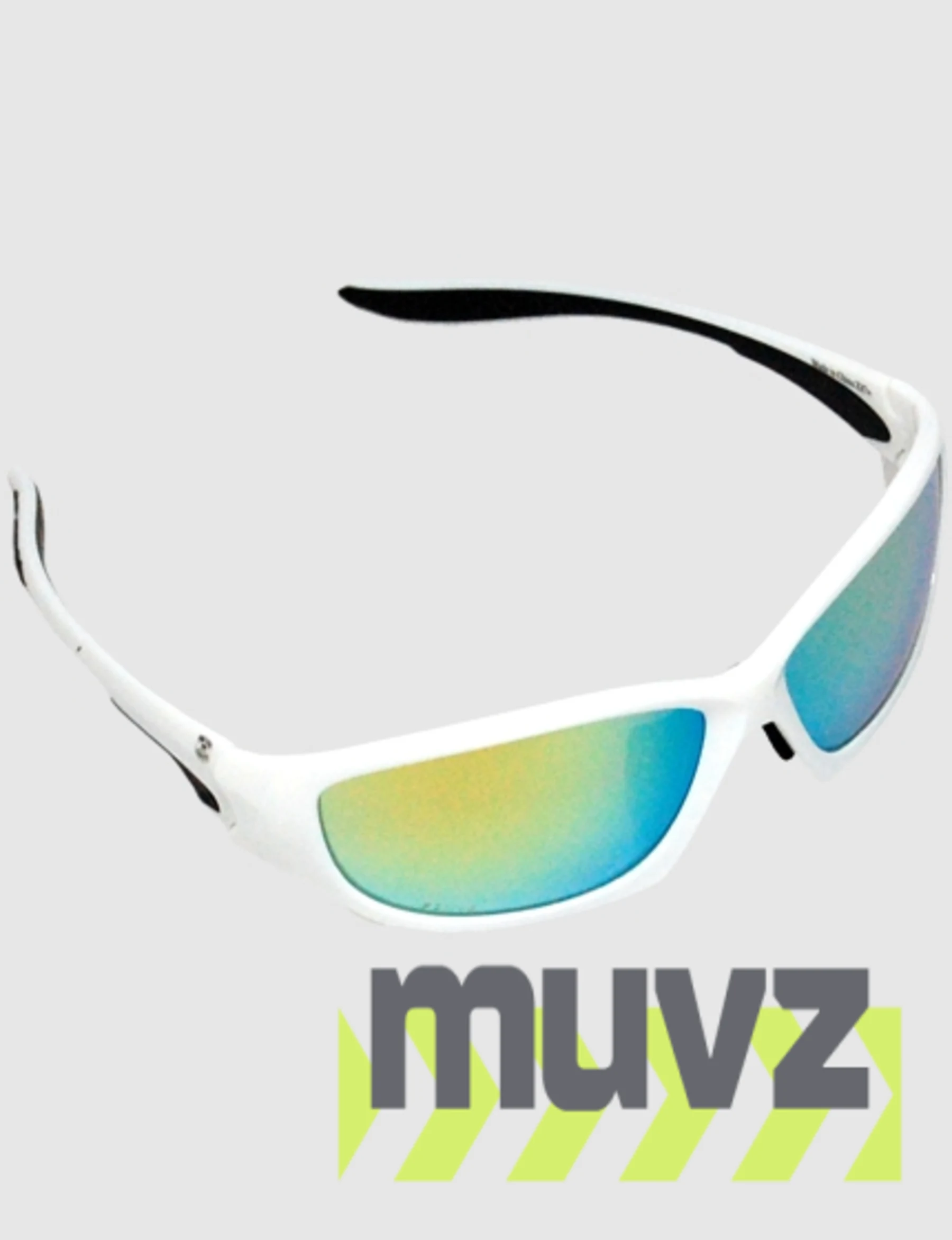 Z87+ Safety Sunglasses (full frame contemporary, white frame, gold mirror anti-fog lens)