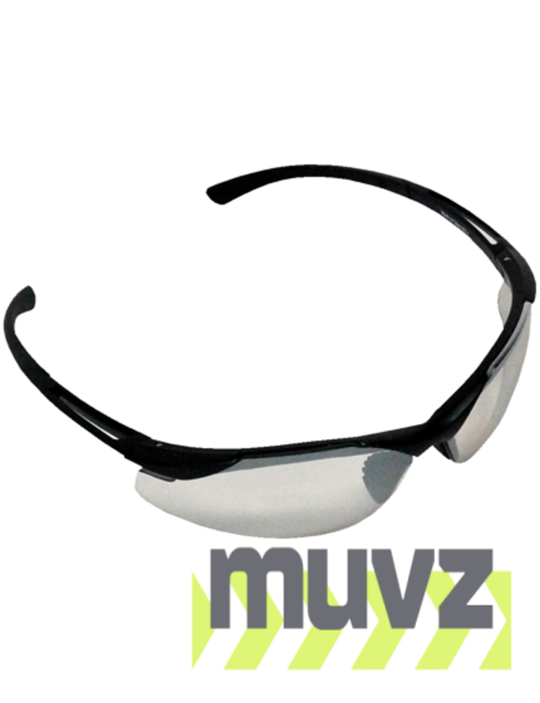 Z87+ Safety Sunglasses (light, wrap around lens, matte-black frame, IO silver anti-fog lens)