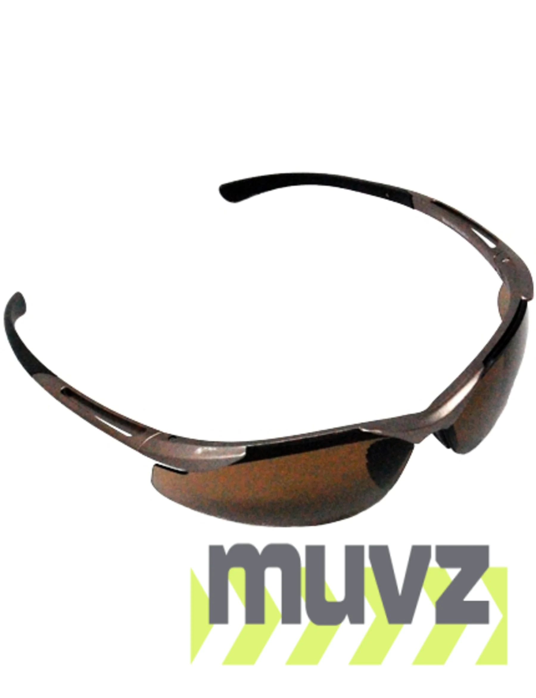 Z87+ Safety Sunglasses (light, wrap around lens, champagne frame, brown anti-fog lens)