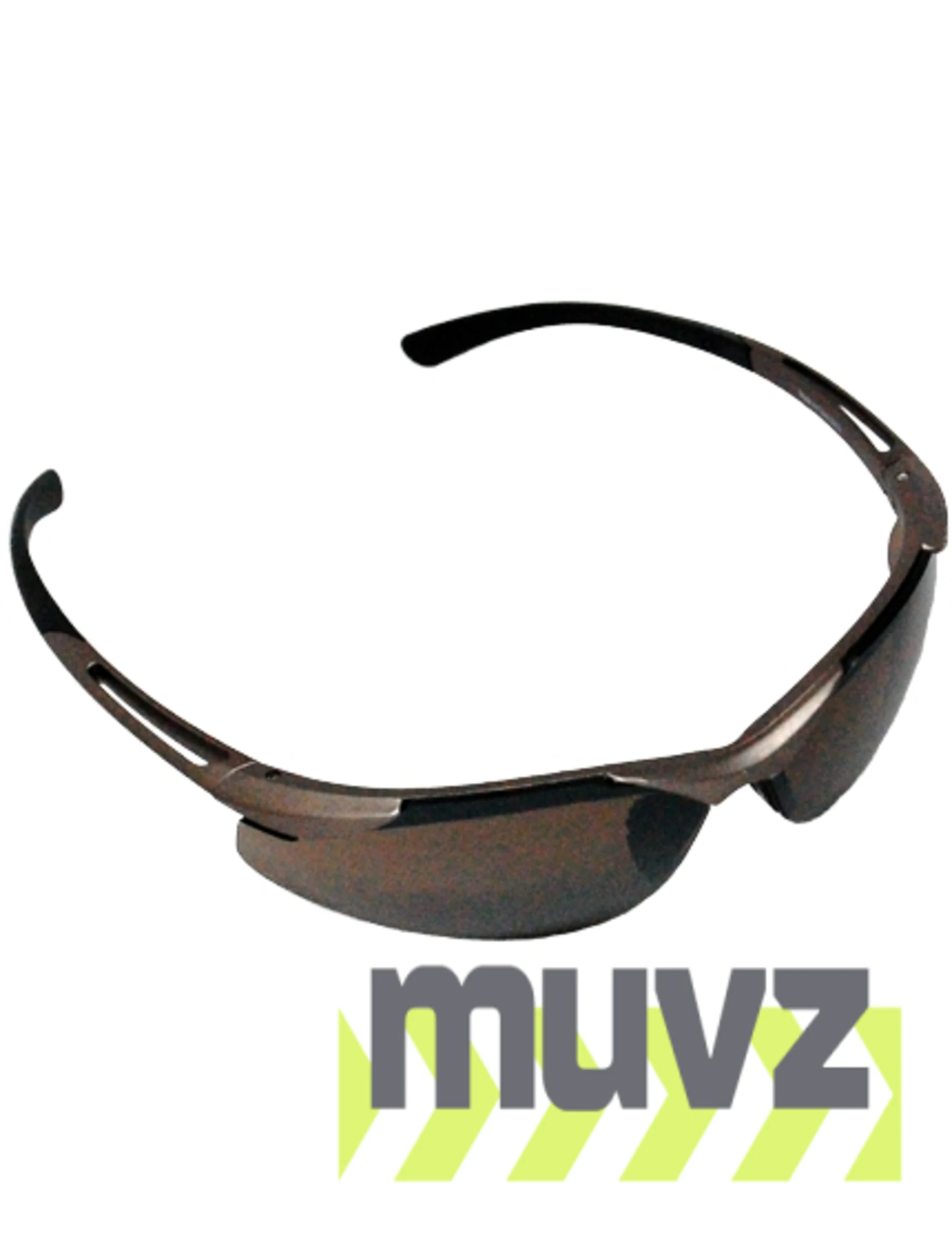 Z87+ Safety Sunglasses (light, wrap around lens, champagne frame, HD brown mirror anti-fog lens)