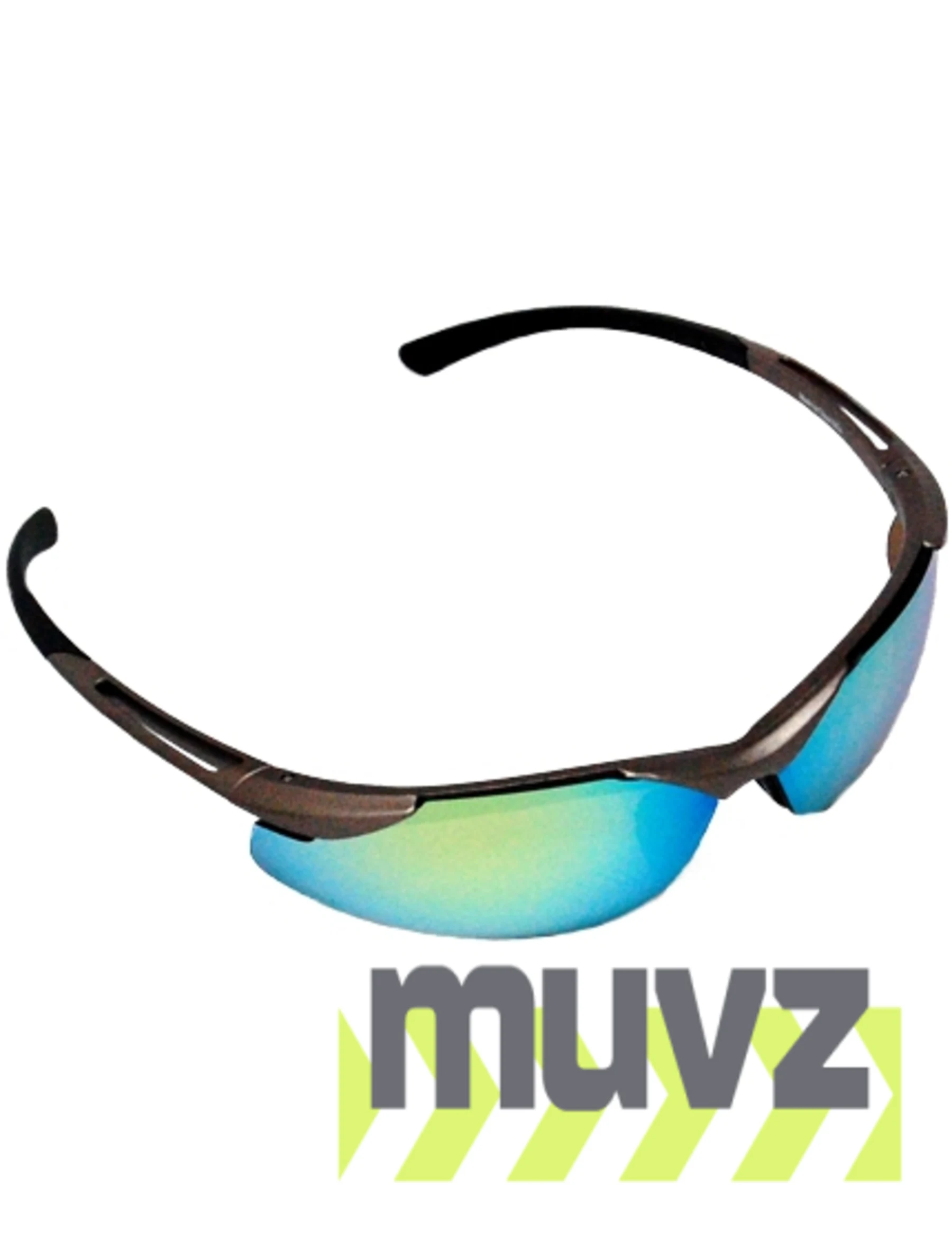 Z87+ Safety Sunglasses (light, wrap around lens, champagne frame, gold mirror anti-fog lens)