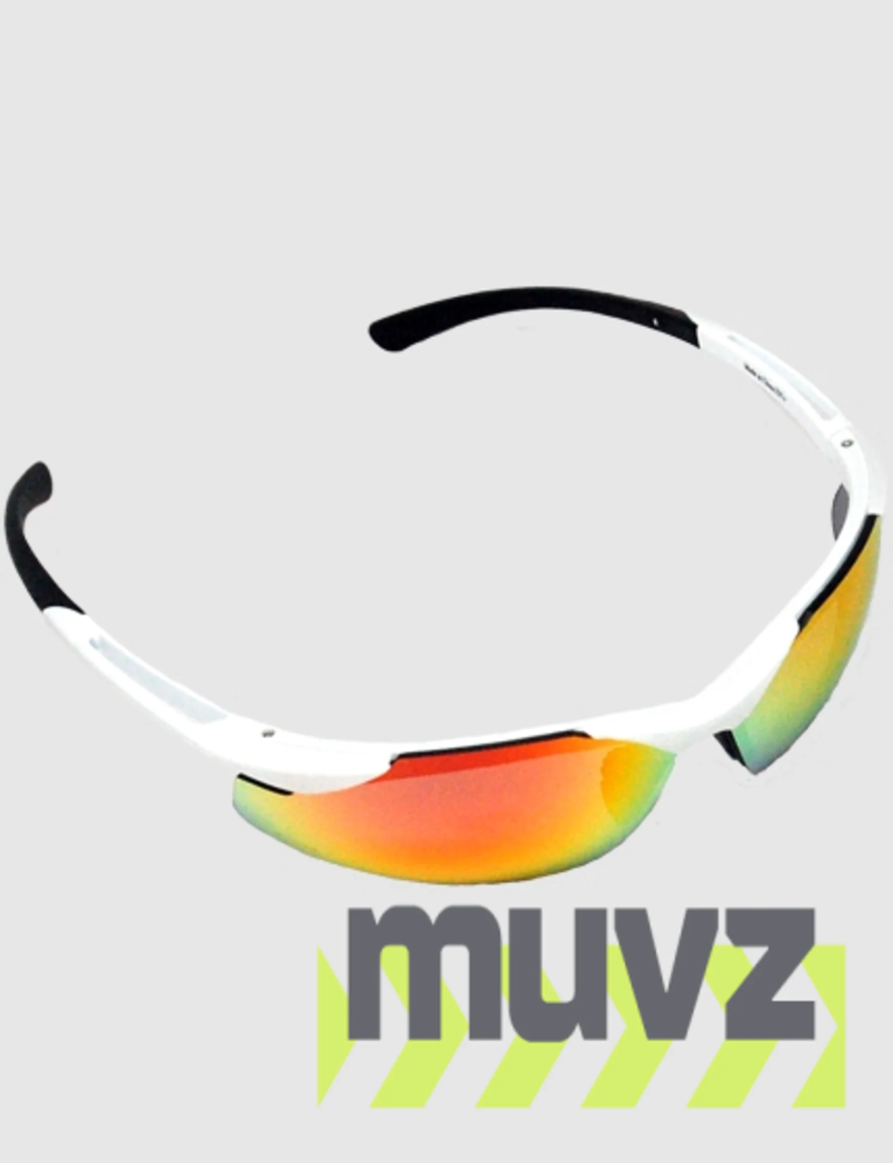 Z87+ Safety Sunglasses (light, wrap around lens, white frame, red mirror anti-fog lens)