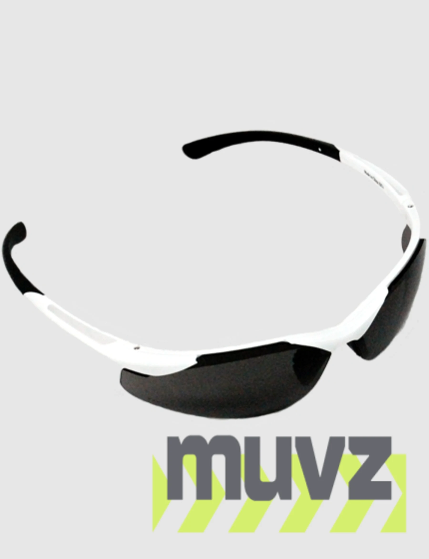 Z87+ Safety Sunglasses (light, wrap around lens, white frame, neutral gray anti-fog lens)